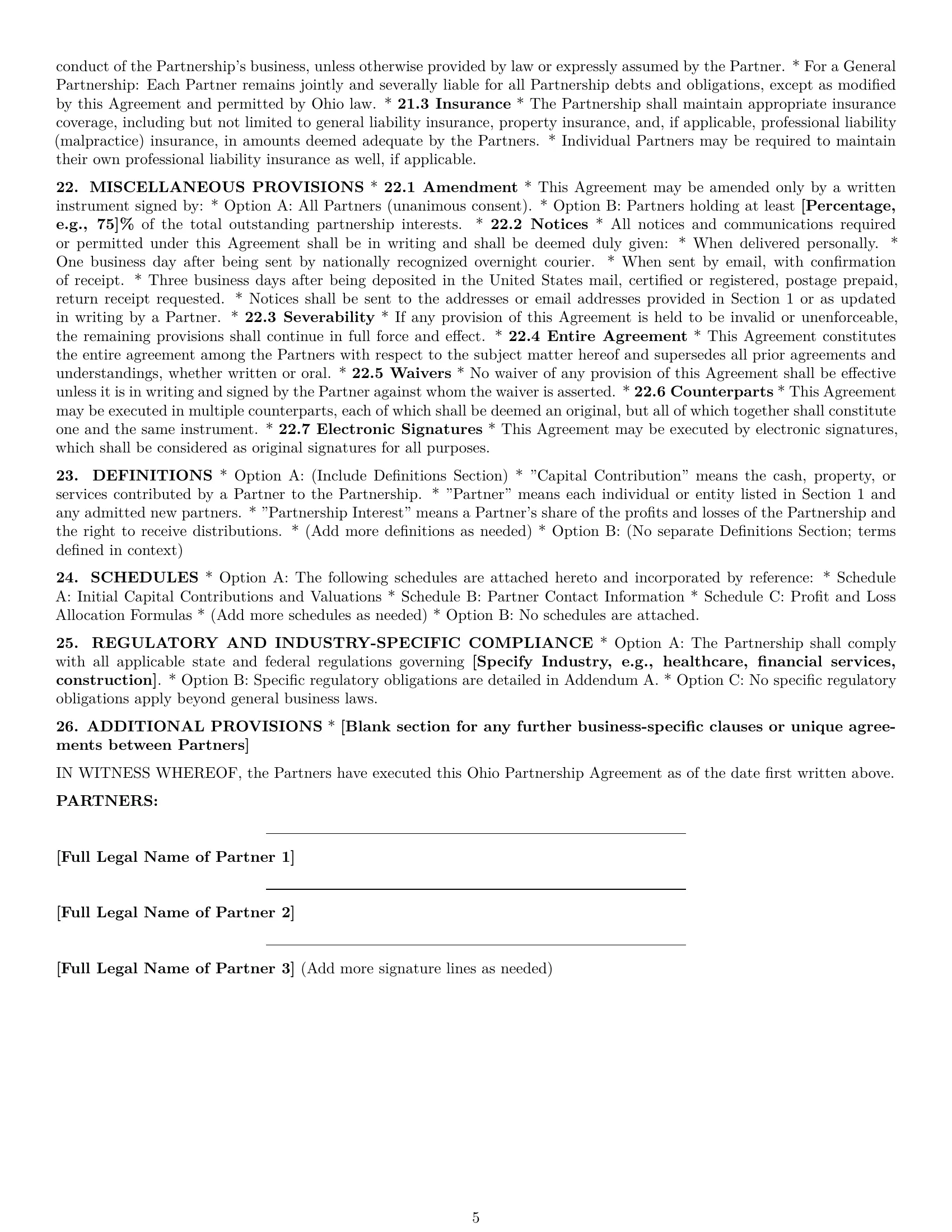 Preview page 5 of Pro Ohio partnership agreement template