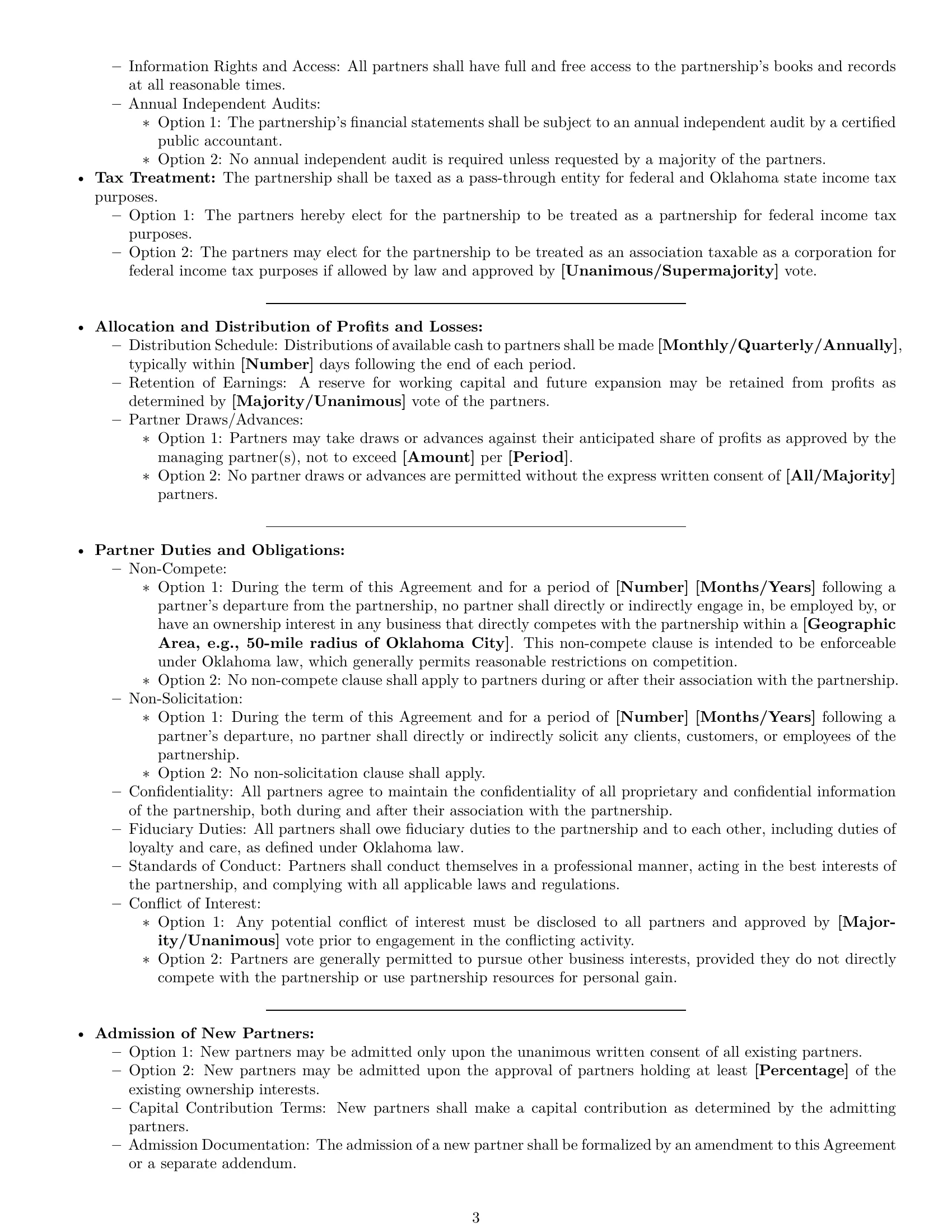 Preview page 3 of Pro Oklahoma partnership agreement template