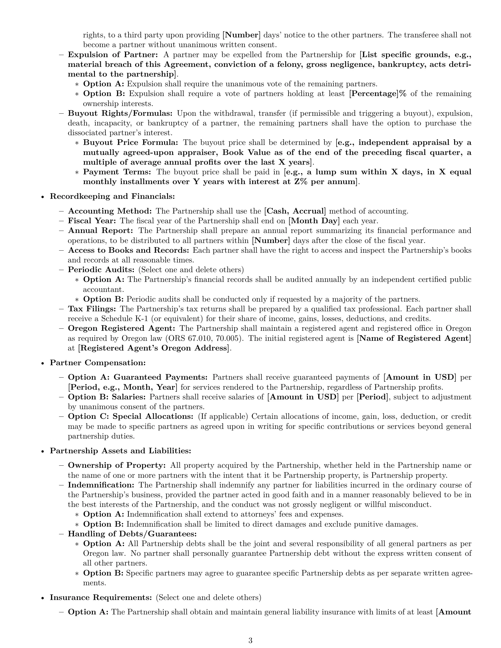 Preview page 3 of Pro Oregon partnership agreement template