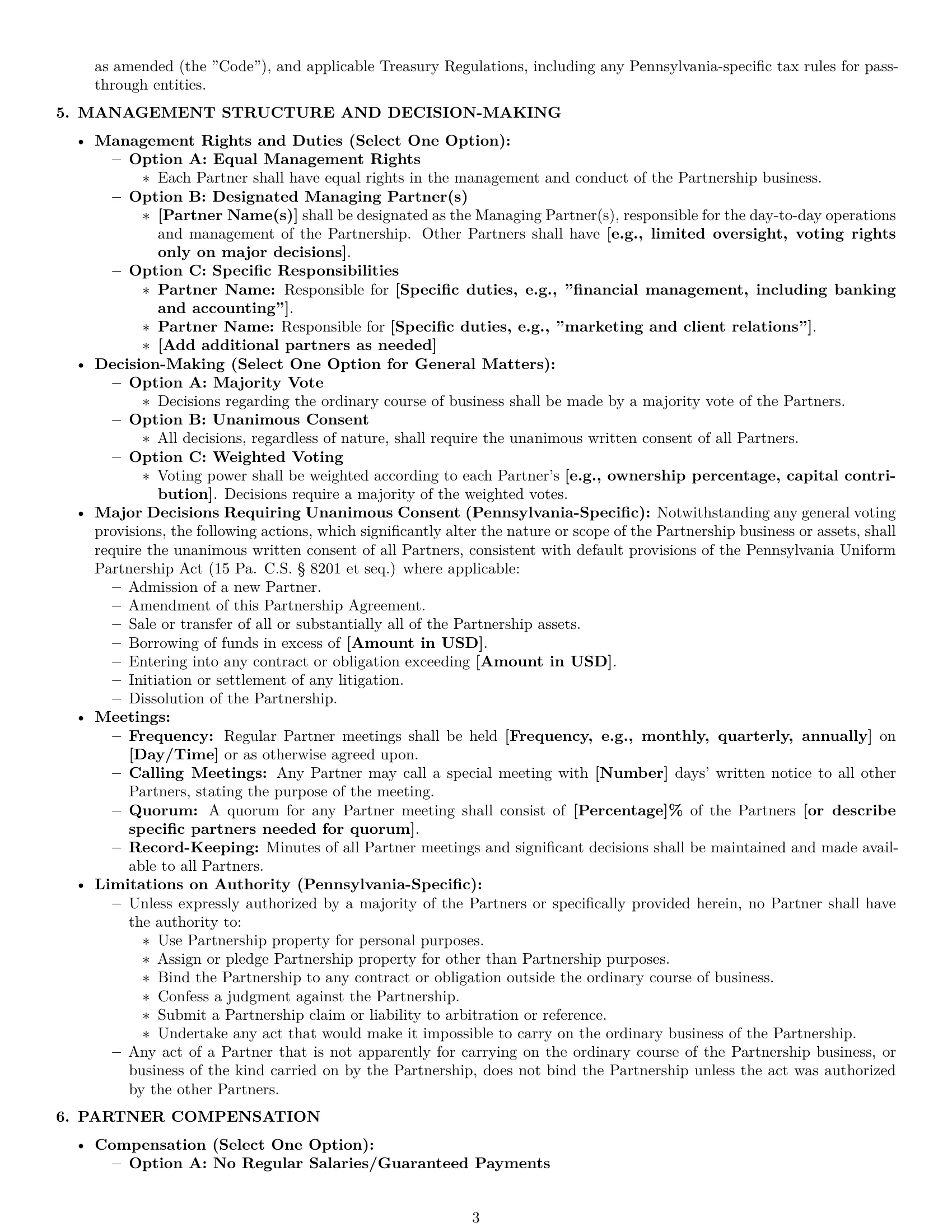 Preview page 3 of Pro Pennsylvania partnership agreement template