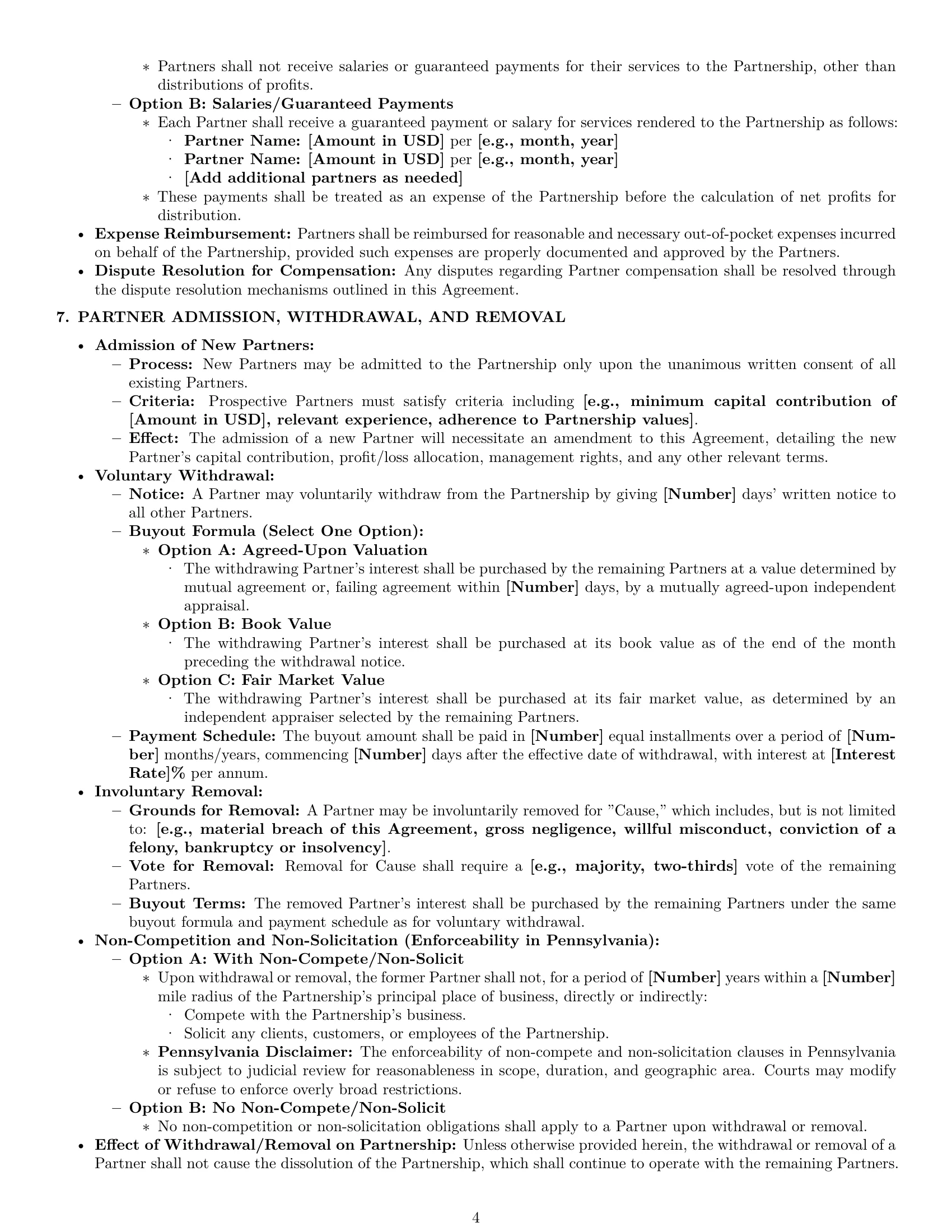 Preview page 4 of Pro Pennsylvania partnership agreement template