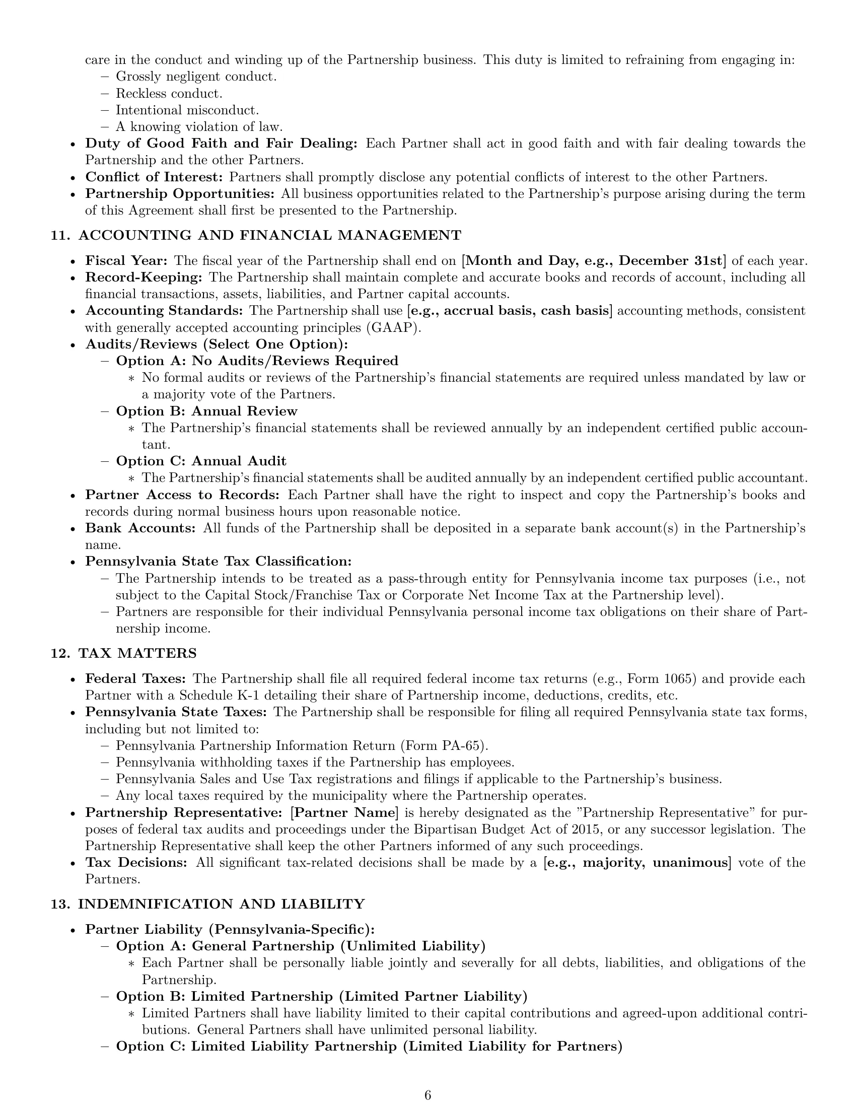 Preview page 6 of Pro Pennsylvania partnership agreement template