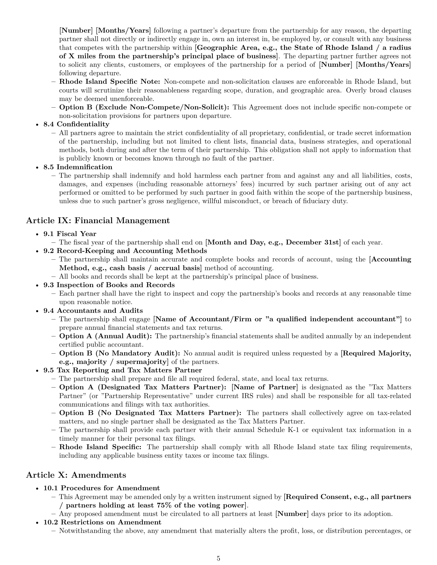 Preview page 5 of Pro Rhode Island partnership agreement template