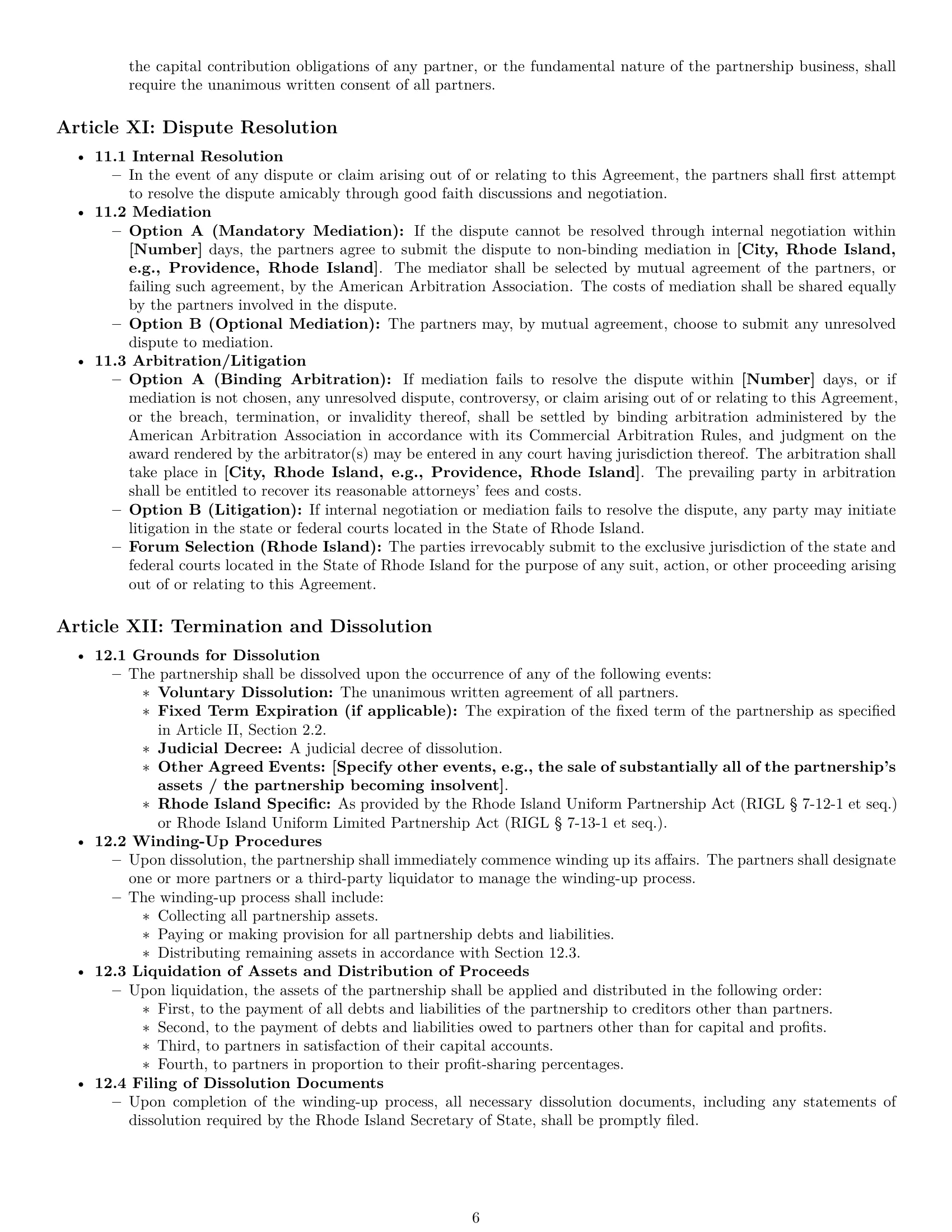Preview page 6 of Pro Rhode Island partnership agreement template