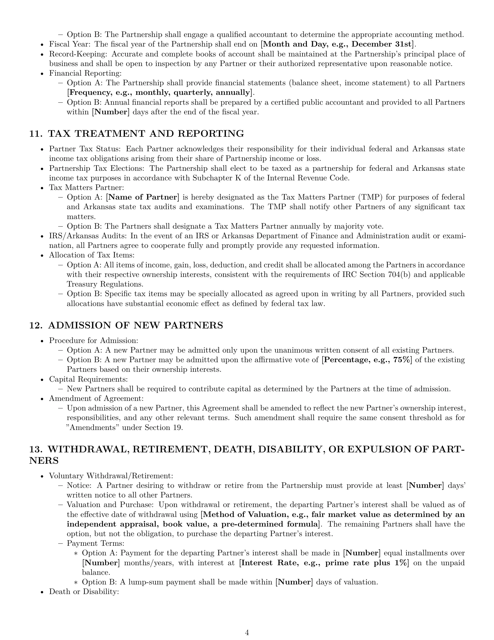 Preview page 4 of Pro Arkansas partnership agreement template