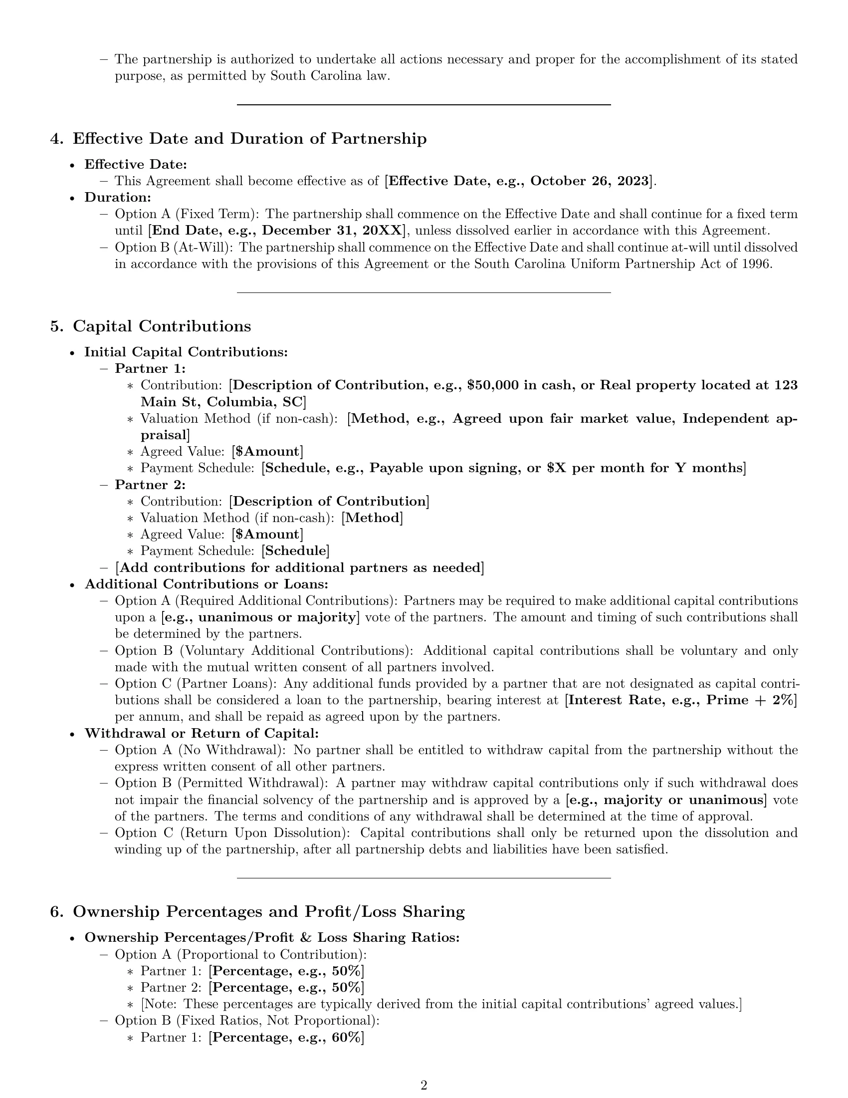 Preview page 2 of Pro South Carolina partnership agreement template