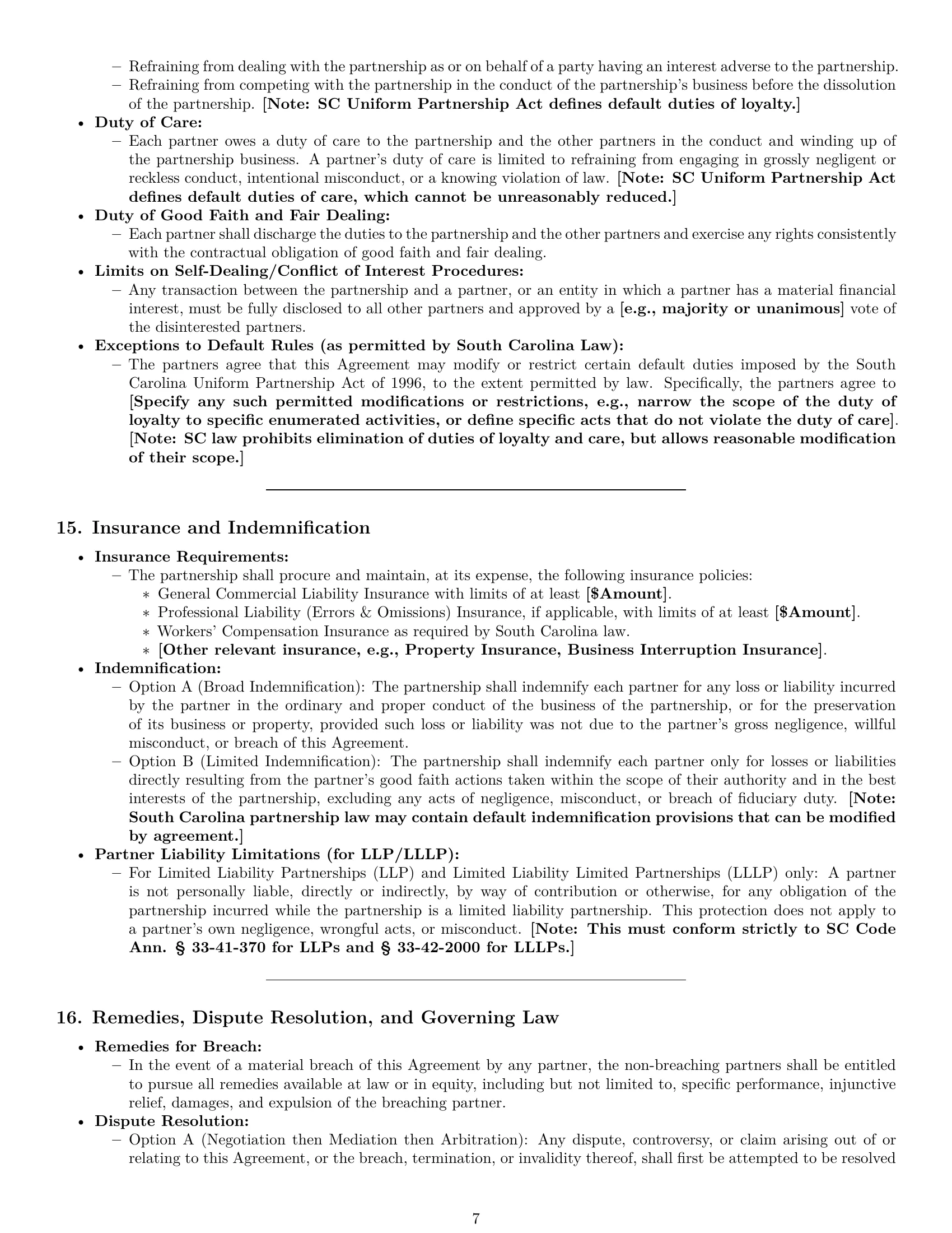 Preview page 7 of Pro South Carolina partnership agreement template