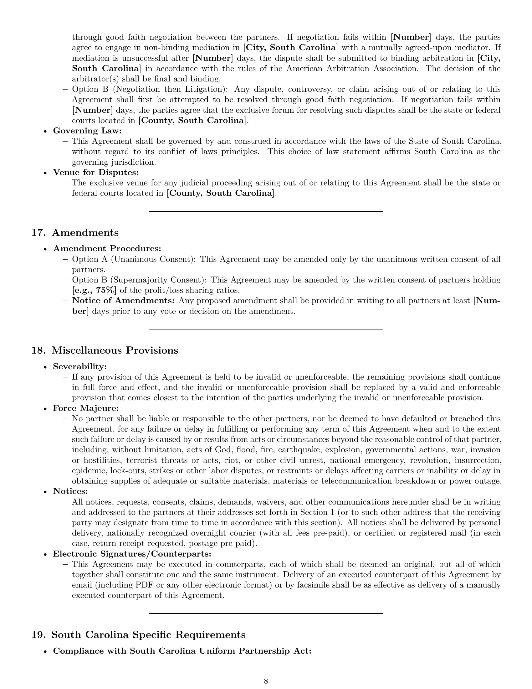 Preview page 8 of Pro South Carolina partnership agreement template