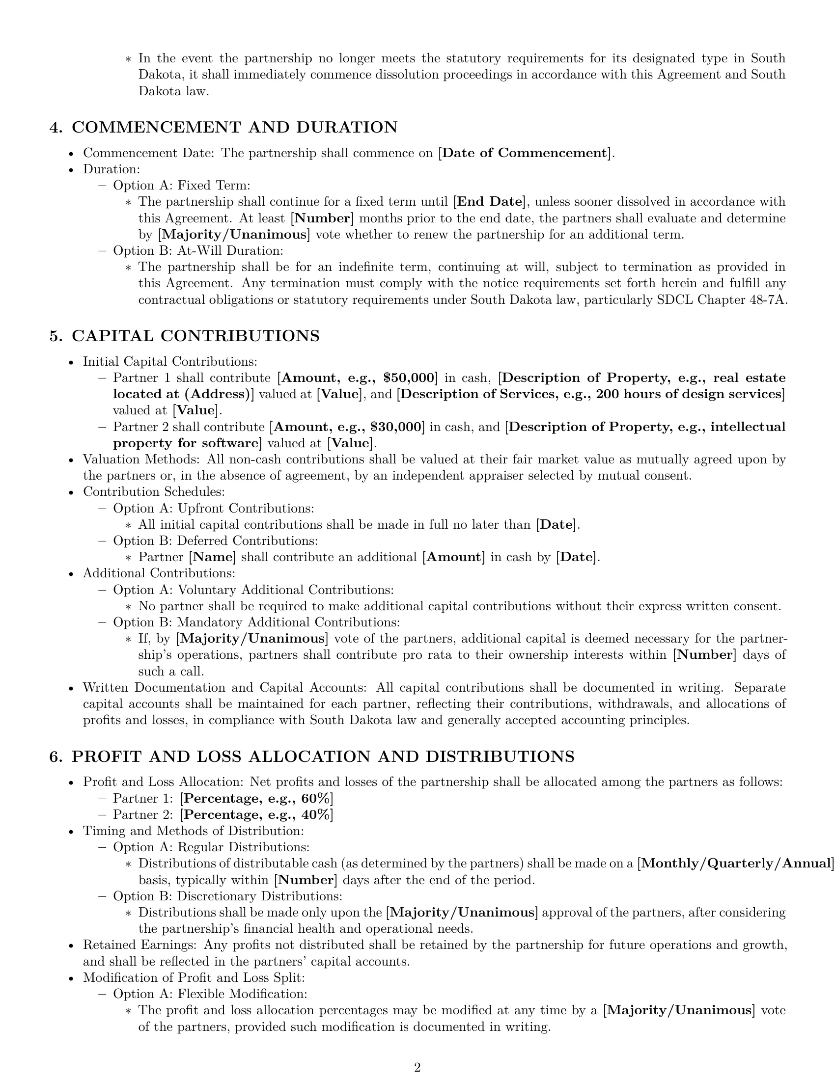 Preview page 2 of Pro South Dakota partnership agreement template