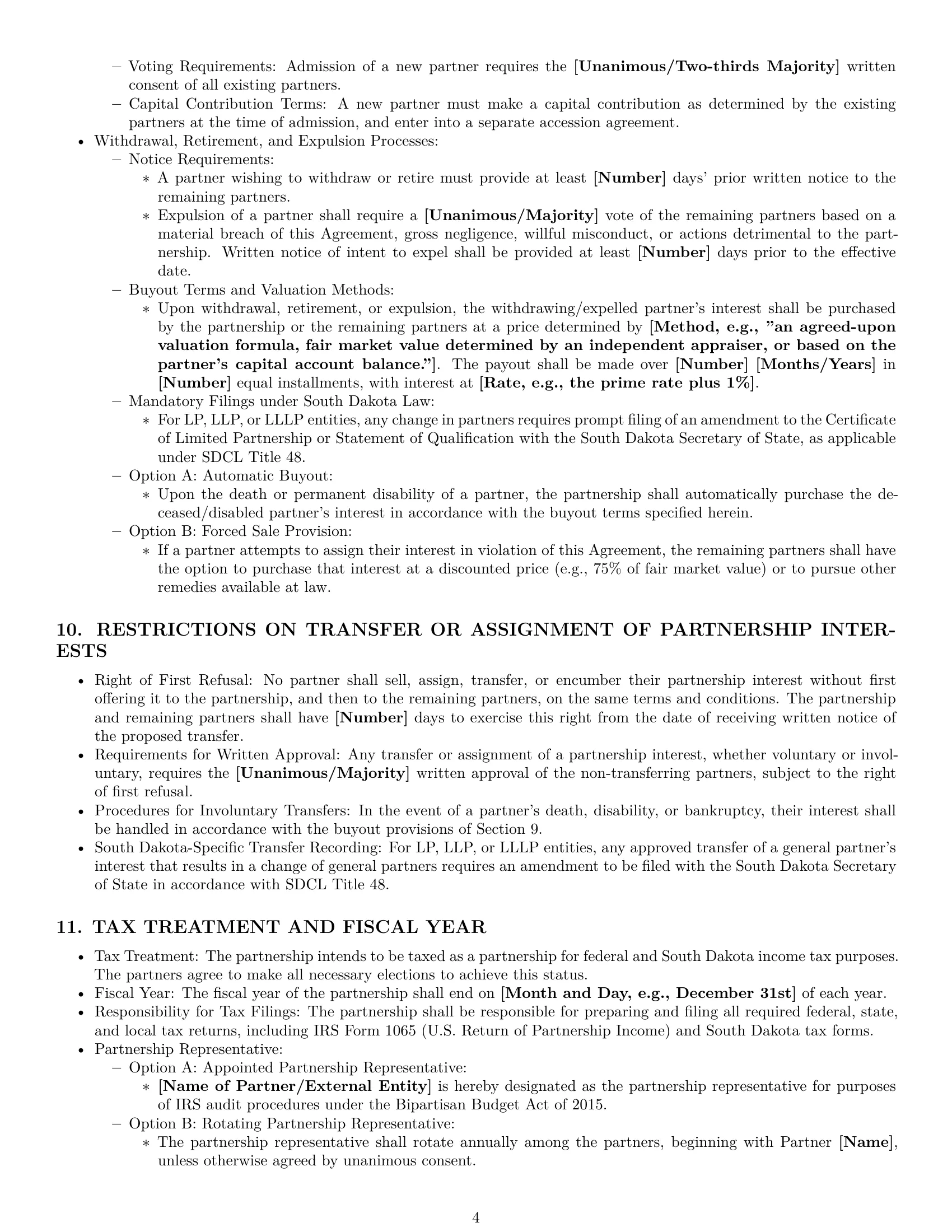 Preview page 4 of Pro South Dakota partnership agreement template