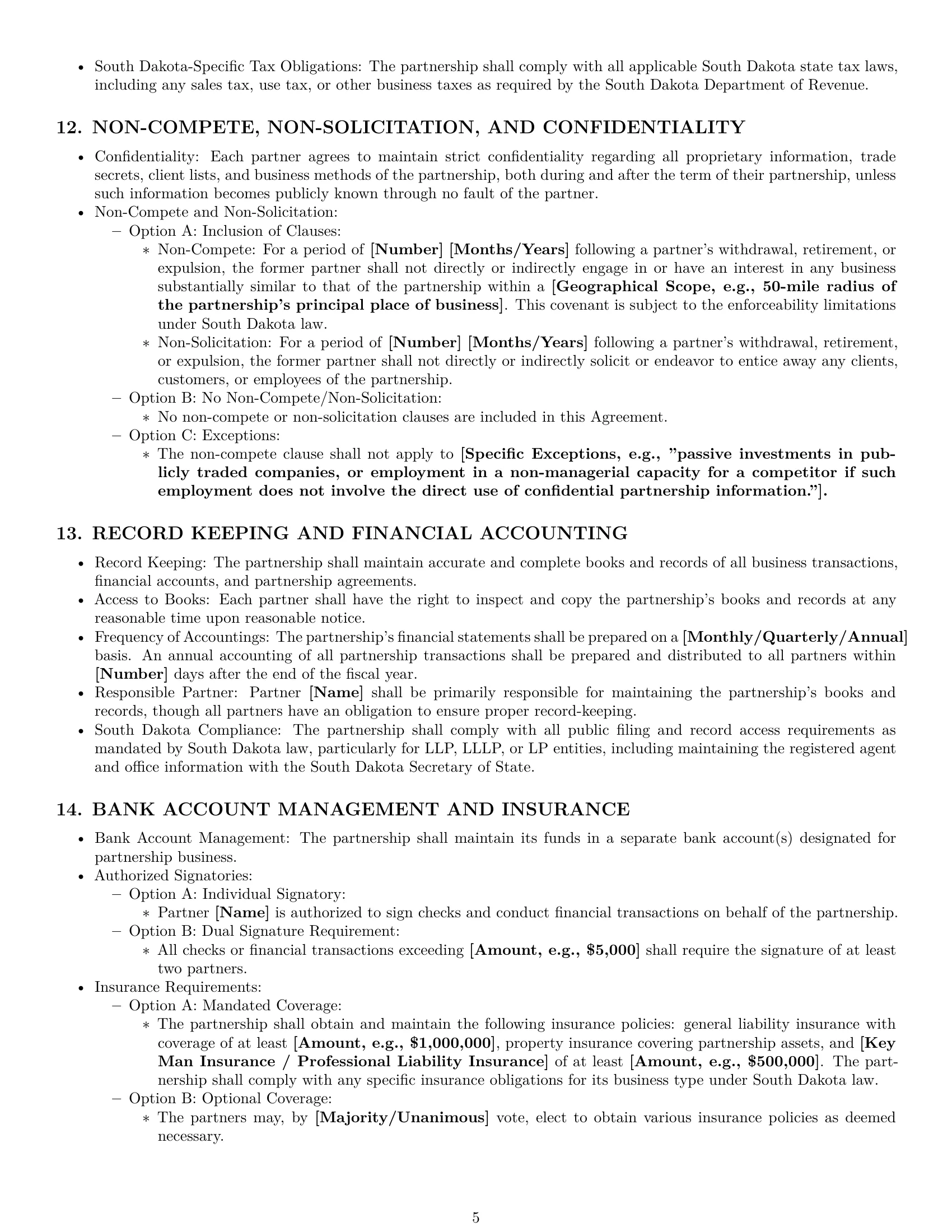 Preview page 5 of Pro South Dakota partnership agreement template