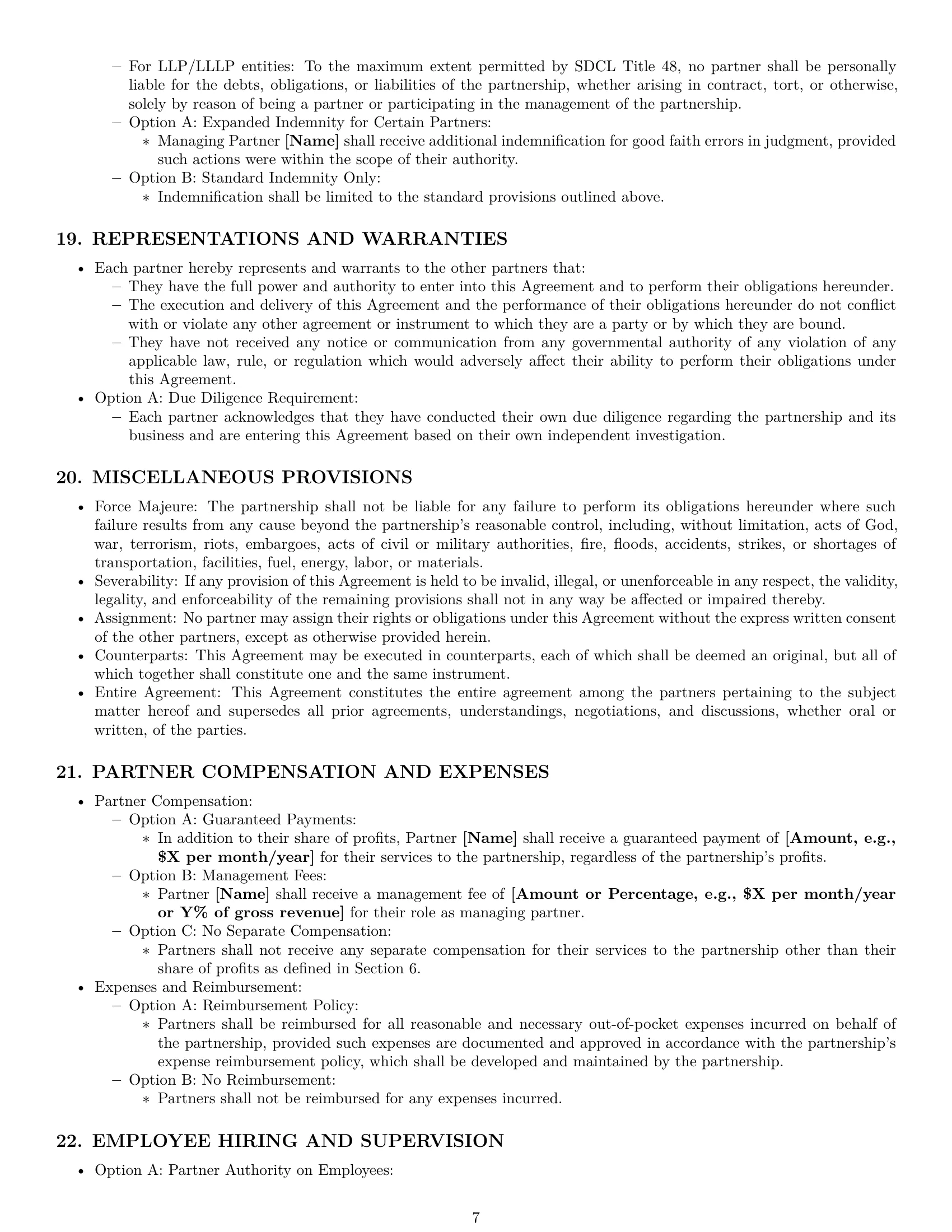 Preview page 7 of Pro South Dakota partnership agreement template