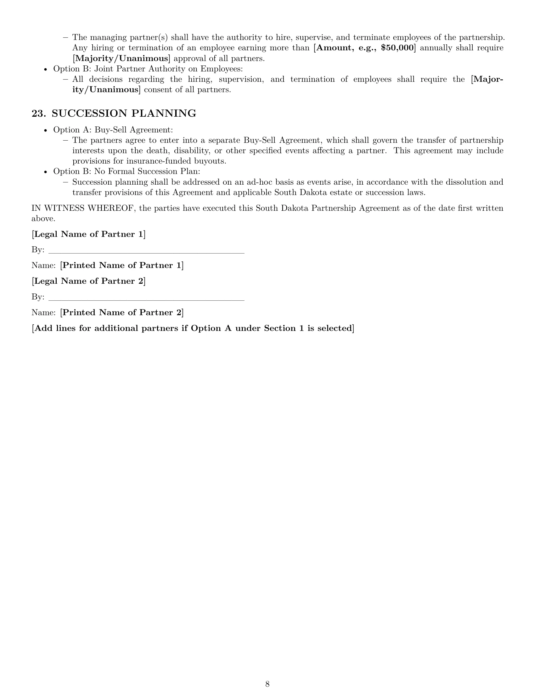 Preview page 8 of Pro South Dakota partnership agreement template