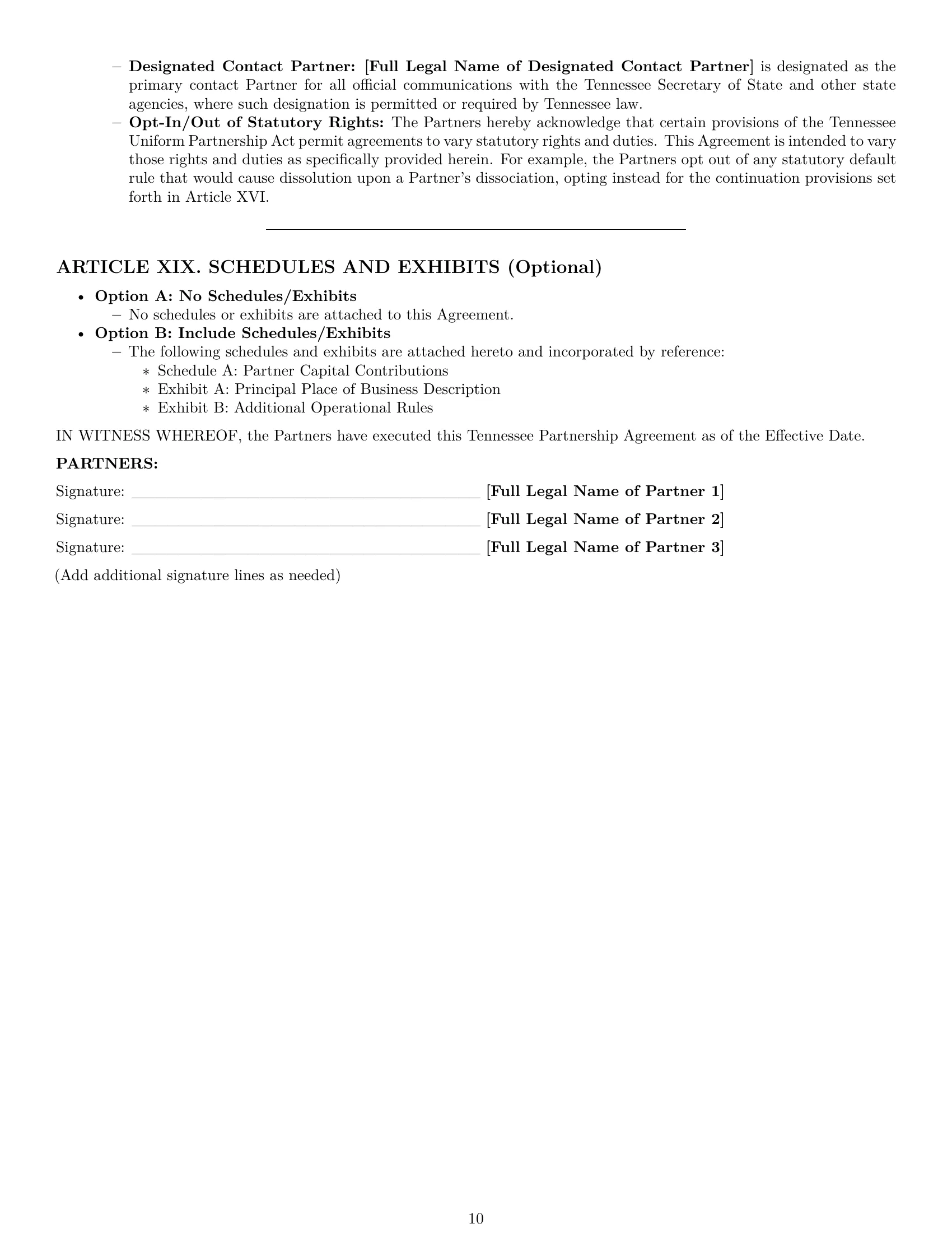 Preview page 10 of Pro Tennessee partnership agreement template