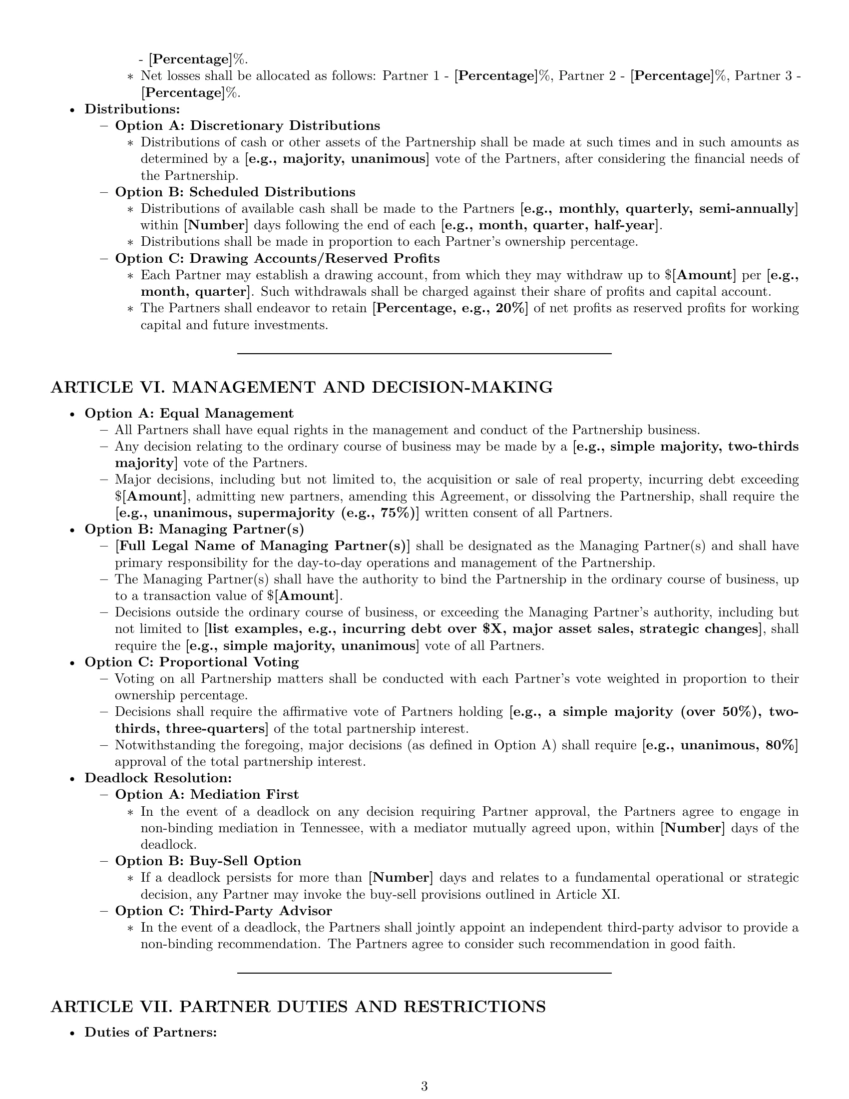Preview page 3 of Pro Tennessee partnership agreement template