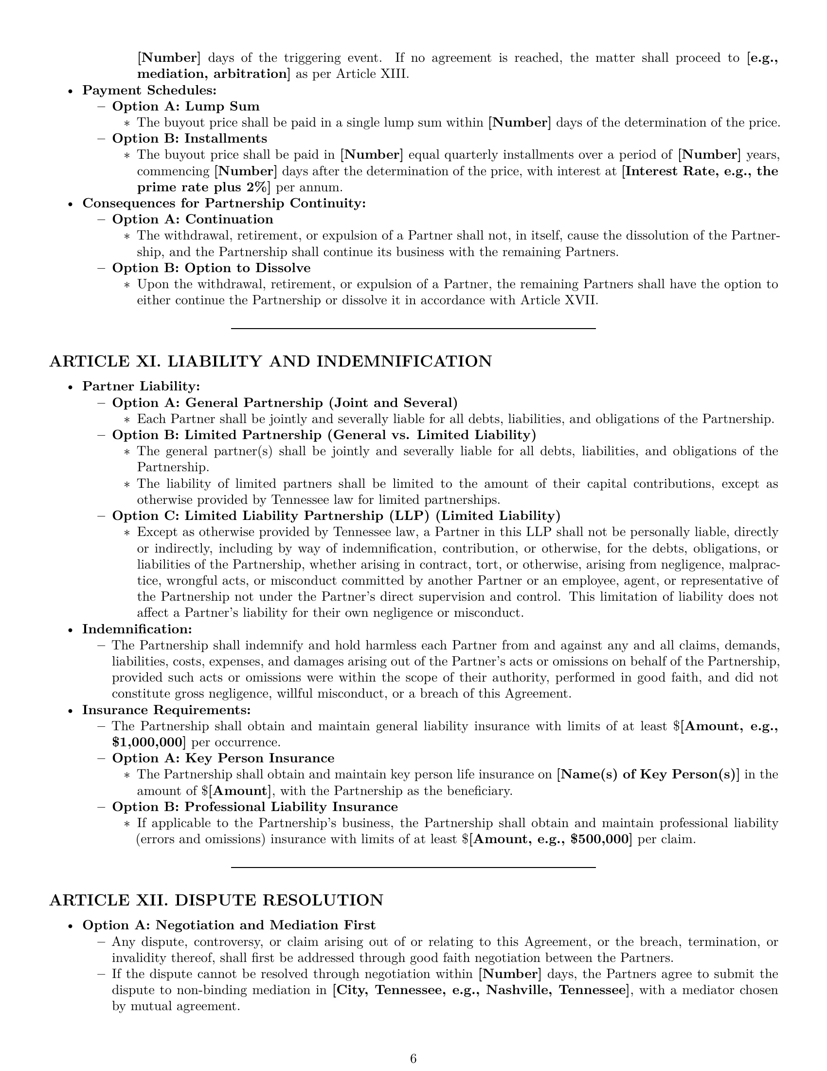 Preview page 6 of Pro Tennessee partnership agreement template