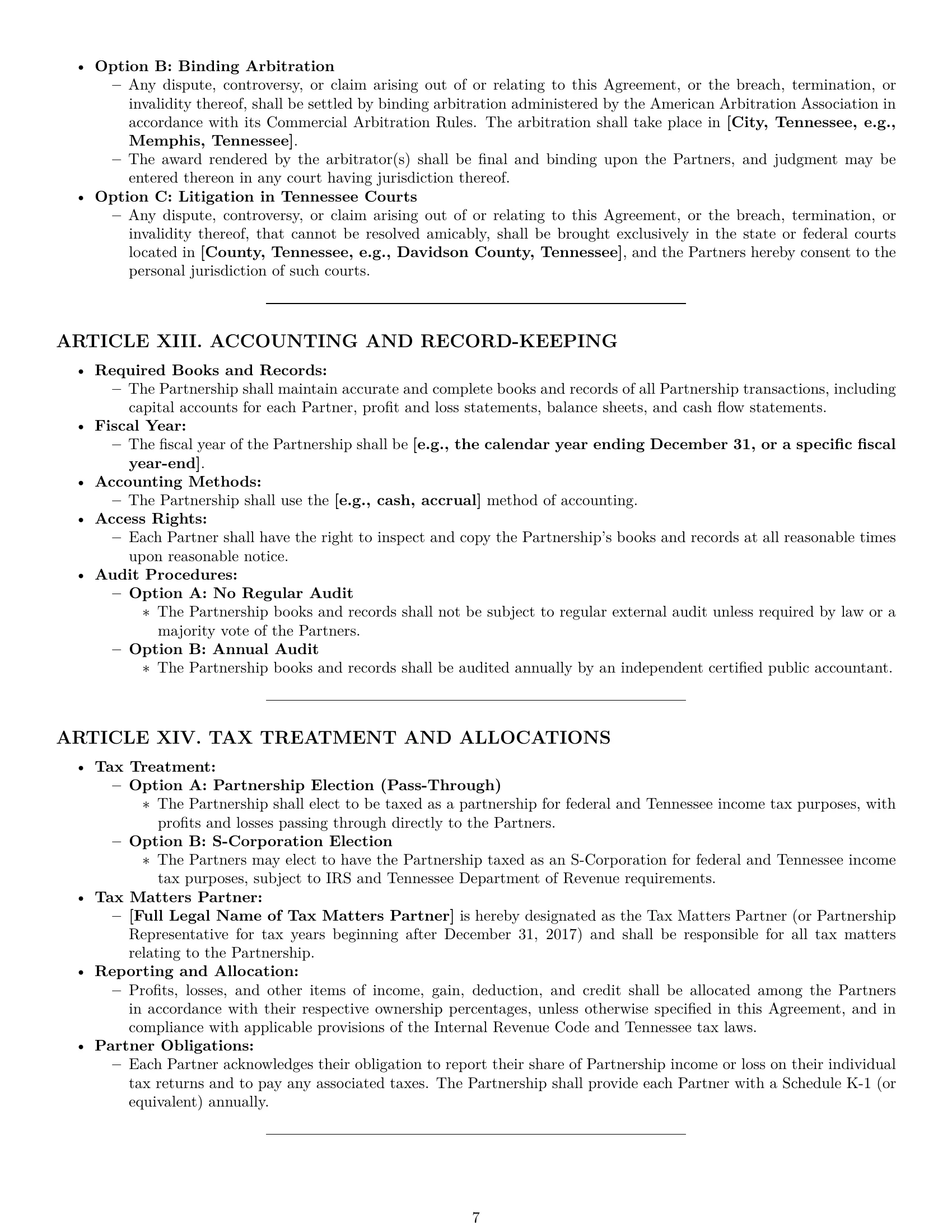 Preview page 7 of Pro Tennessee partnership agreement template