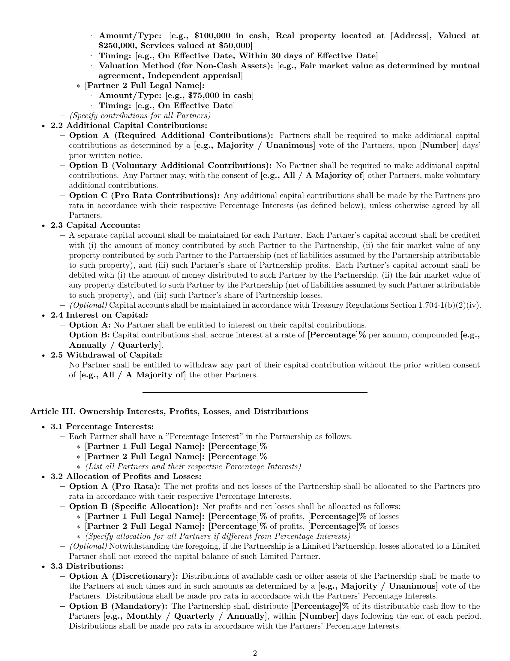 Preview page 2 of Pro Texas partnership agreement template