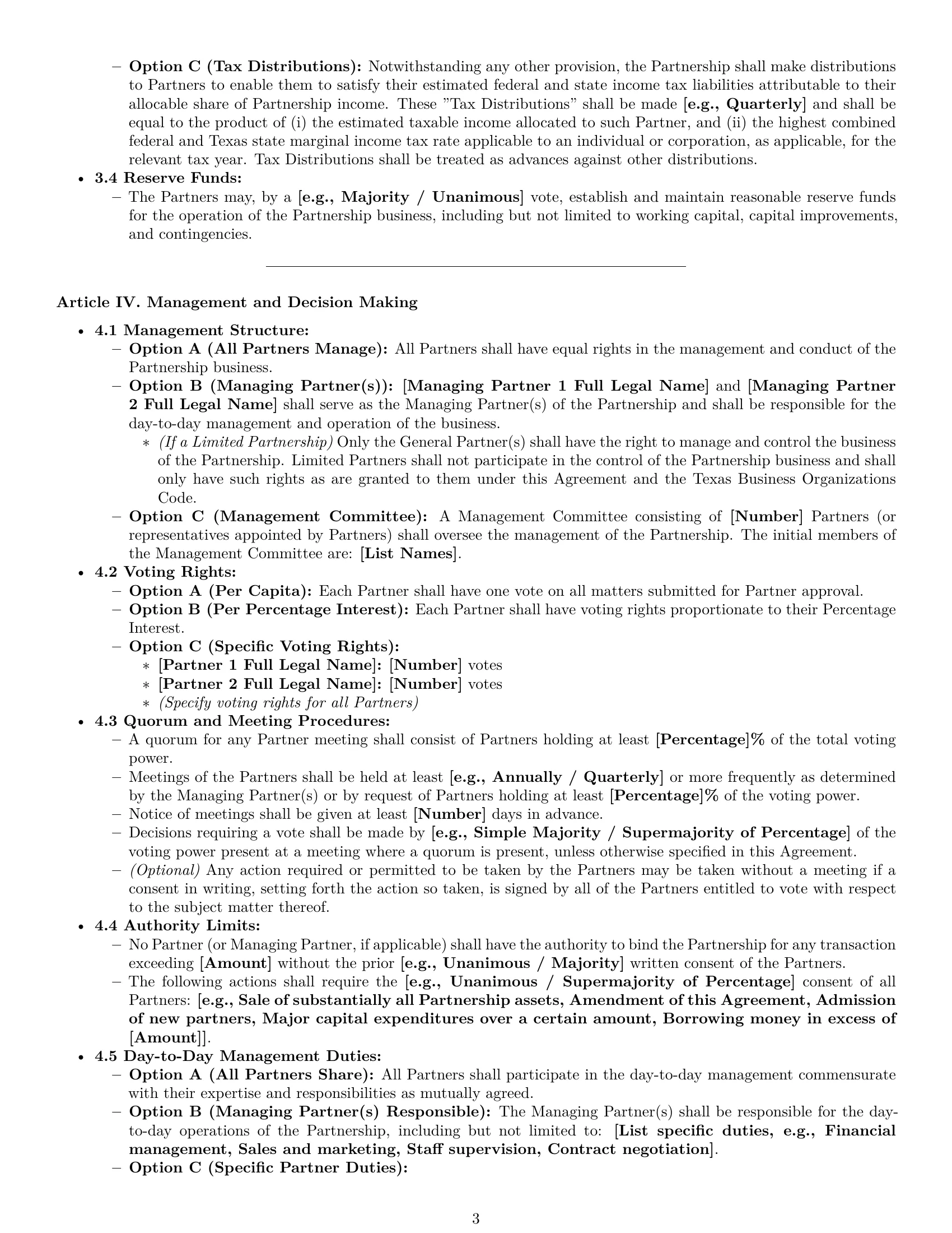 Preview page 3 of Pro Texas partnership agreement template