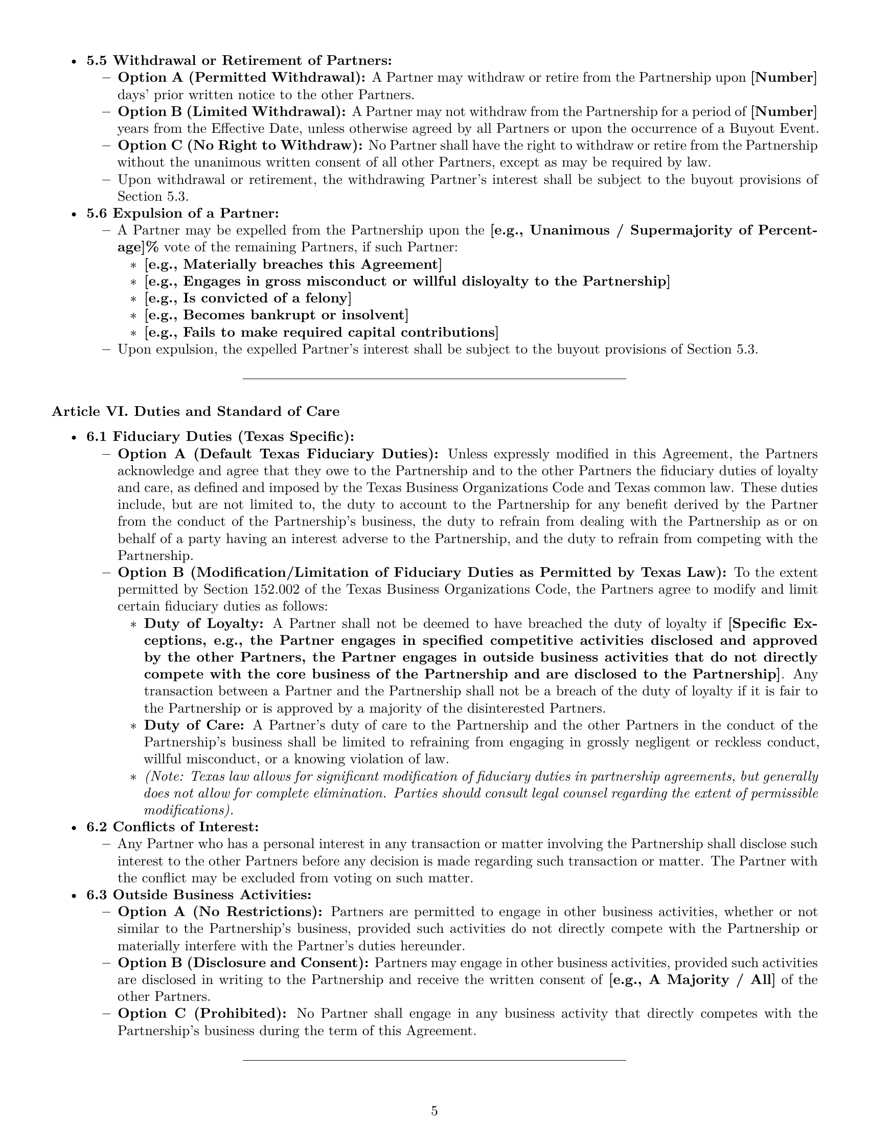 Preview page 5 of Pro Texas partnership agreement template