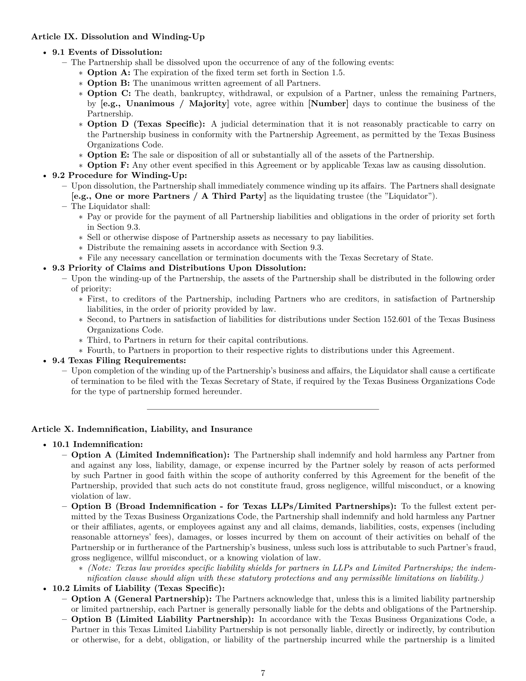 Preview page 7 of Pro Texas partnership agreement template