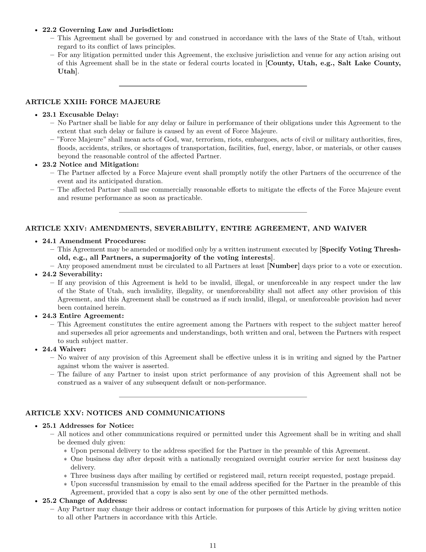 Preview page 11 of Pro Utah partnership agreement template