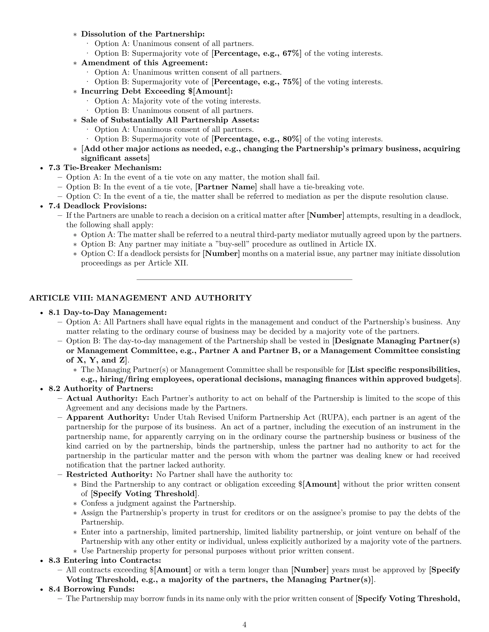 Preview page 4 of Pro Utah partnership agreement template