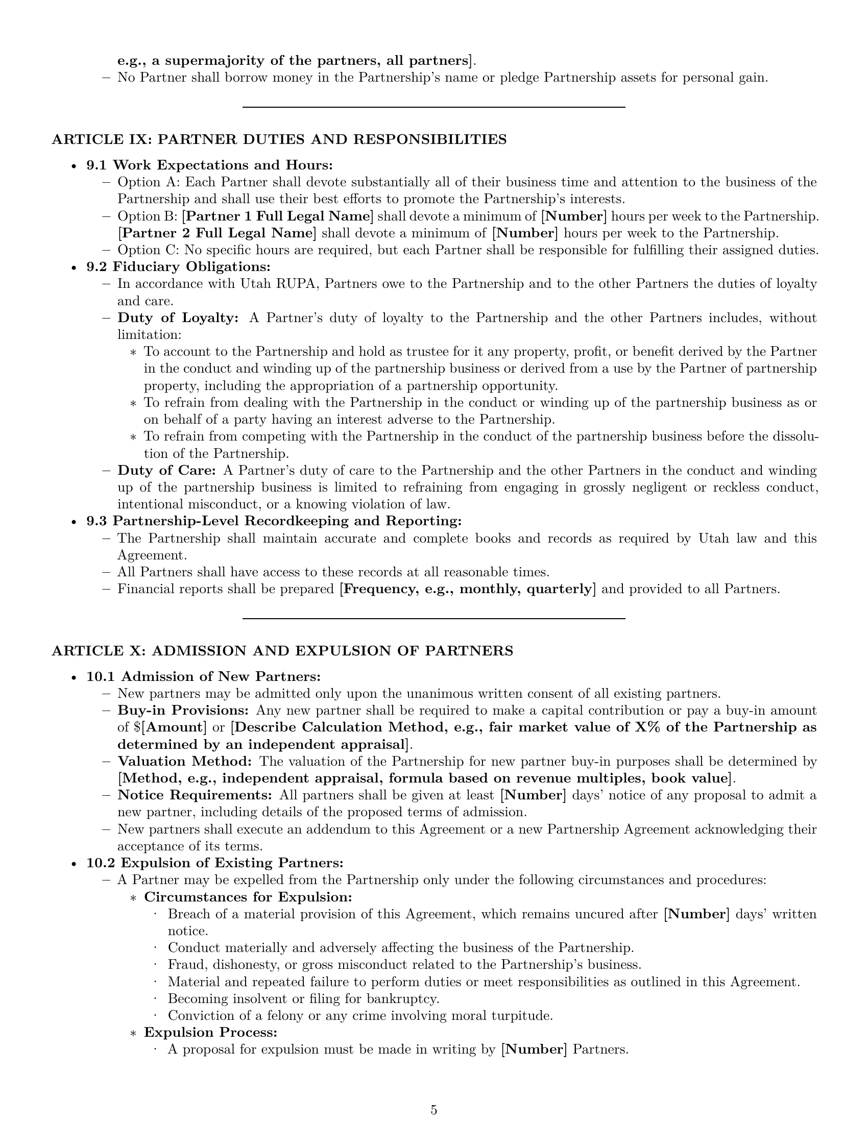 Preview page 5 of Pro Utah partnership agreement template
