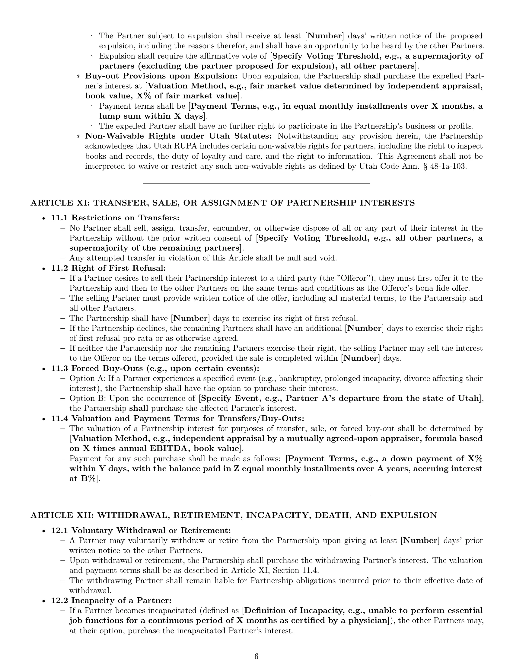 Preview page 6 of Pro Utah partnership agreement template