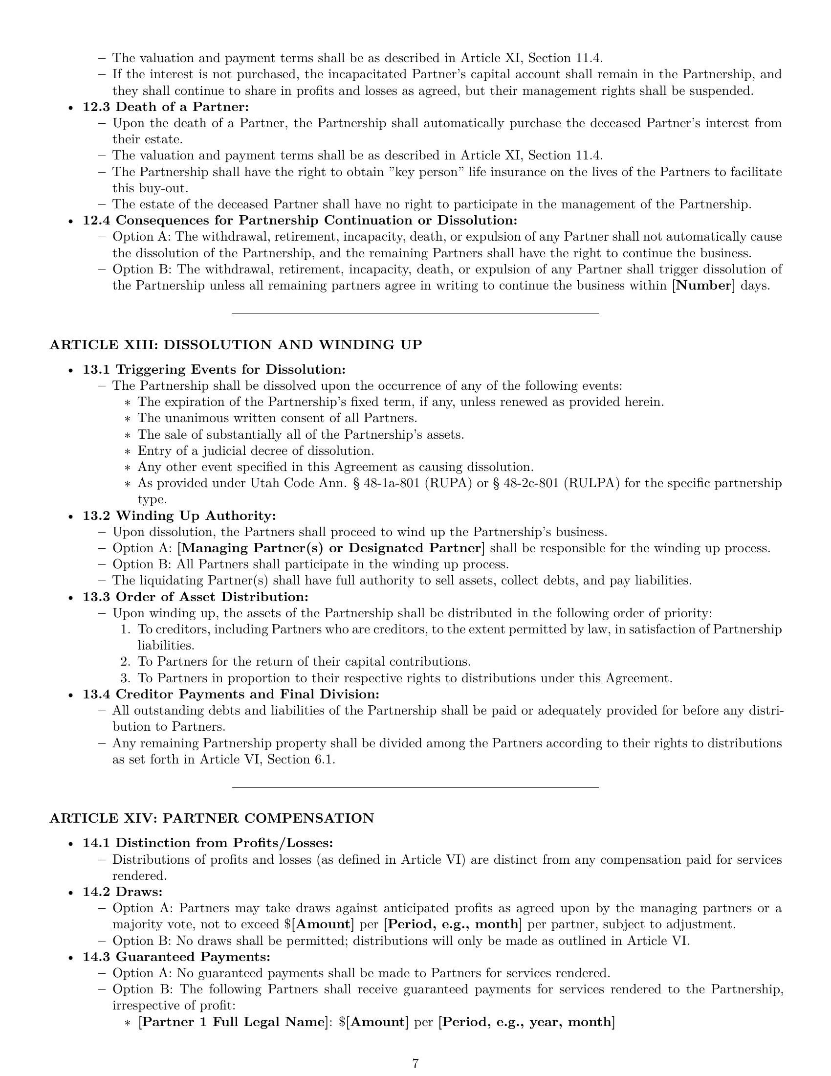 Preview page 7 of Pro Utah partnership agreement template