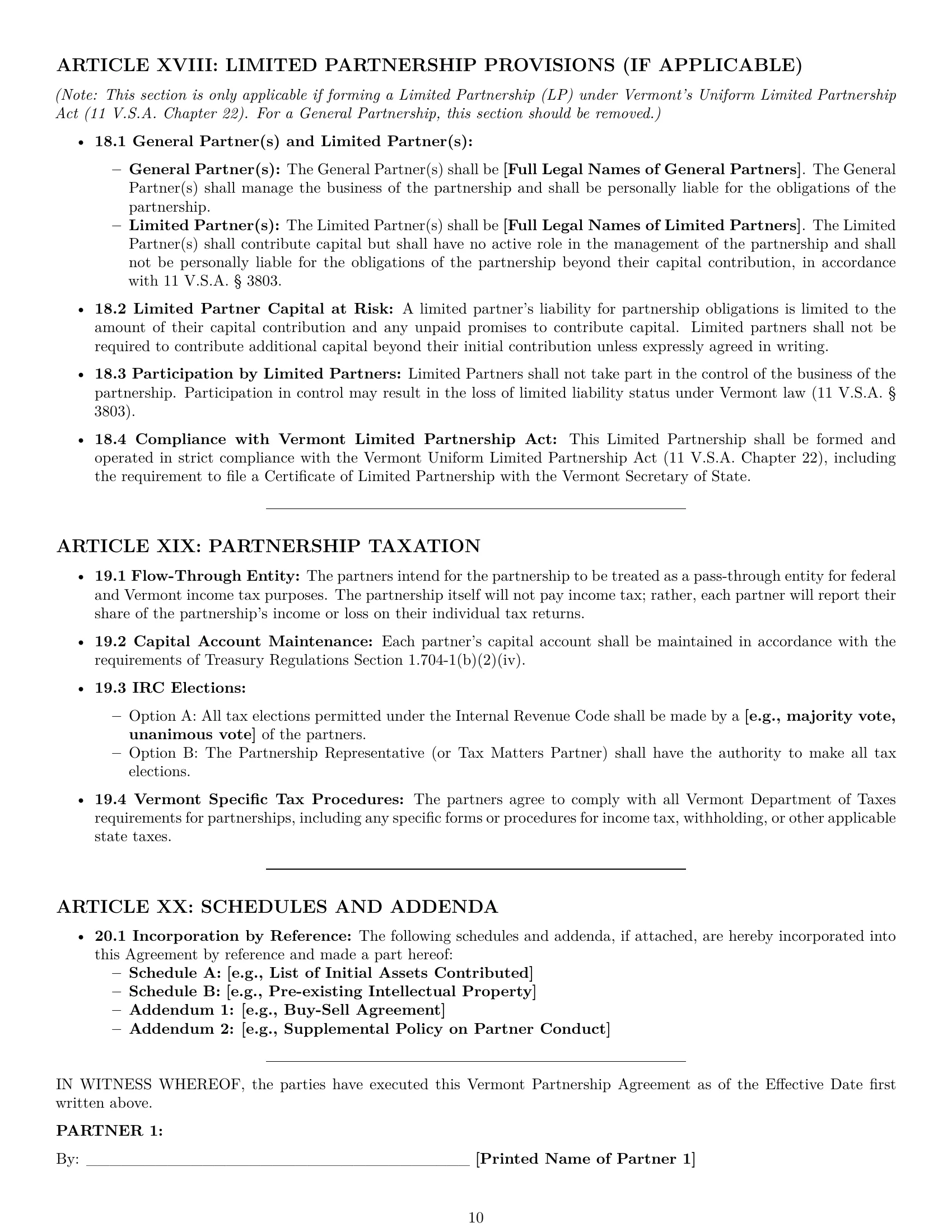 Preview page 10 of Pro Vermont partnership agreement template