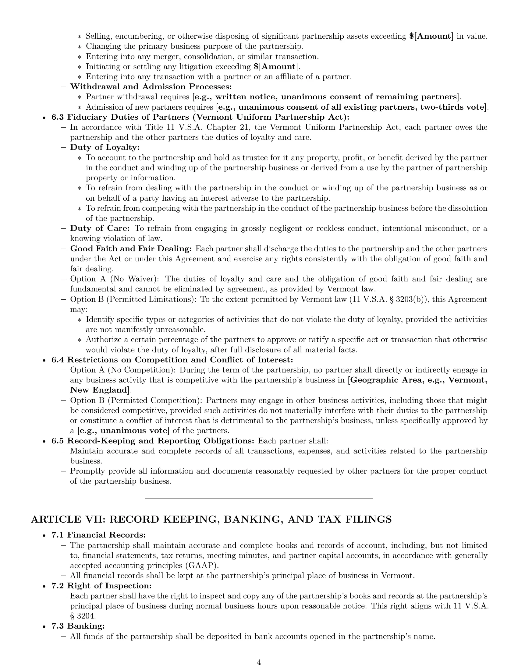 Preview page 4 of Pro Vermont partnership agreement template