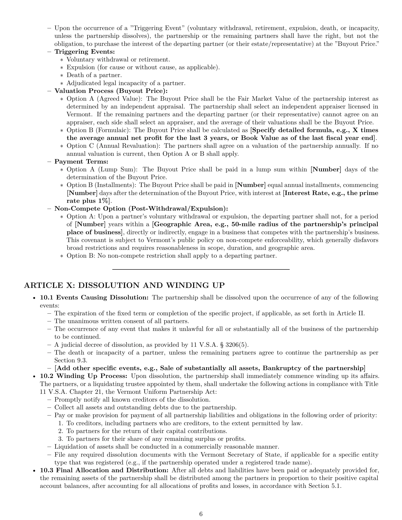 Preview page 6 of Pro Vermont partnership agreement template