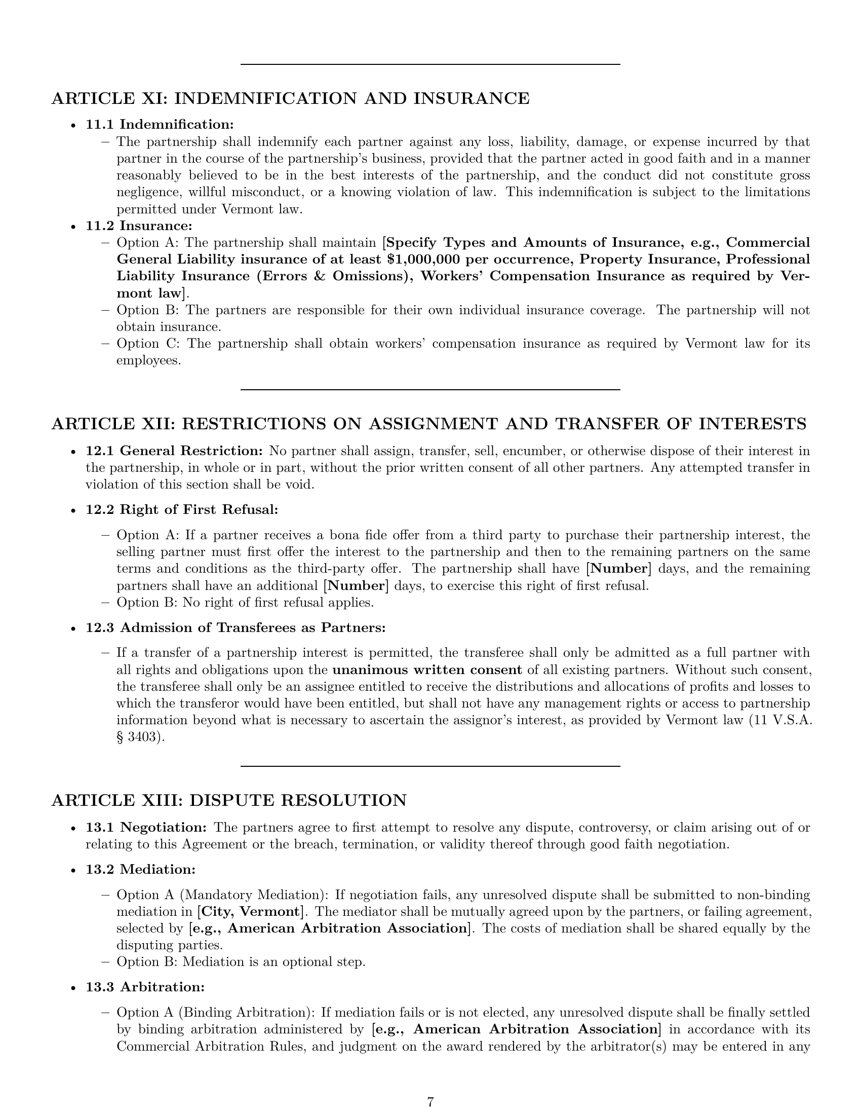 Preview page 7 of Pro Vermont partnership agreement template
