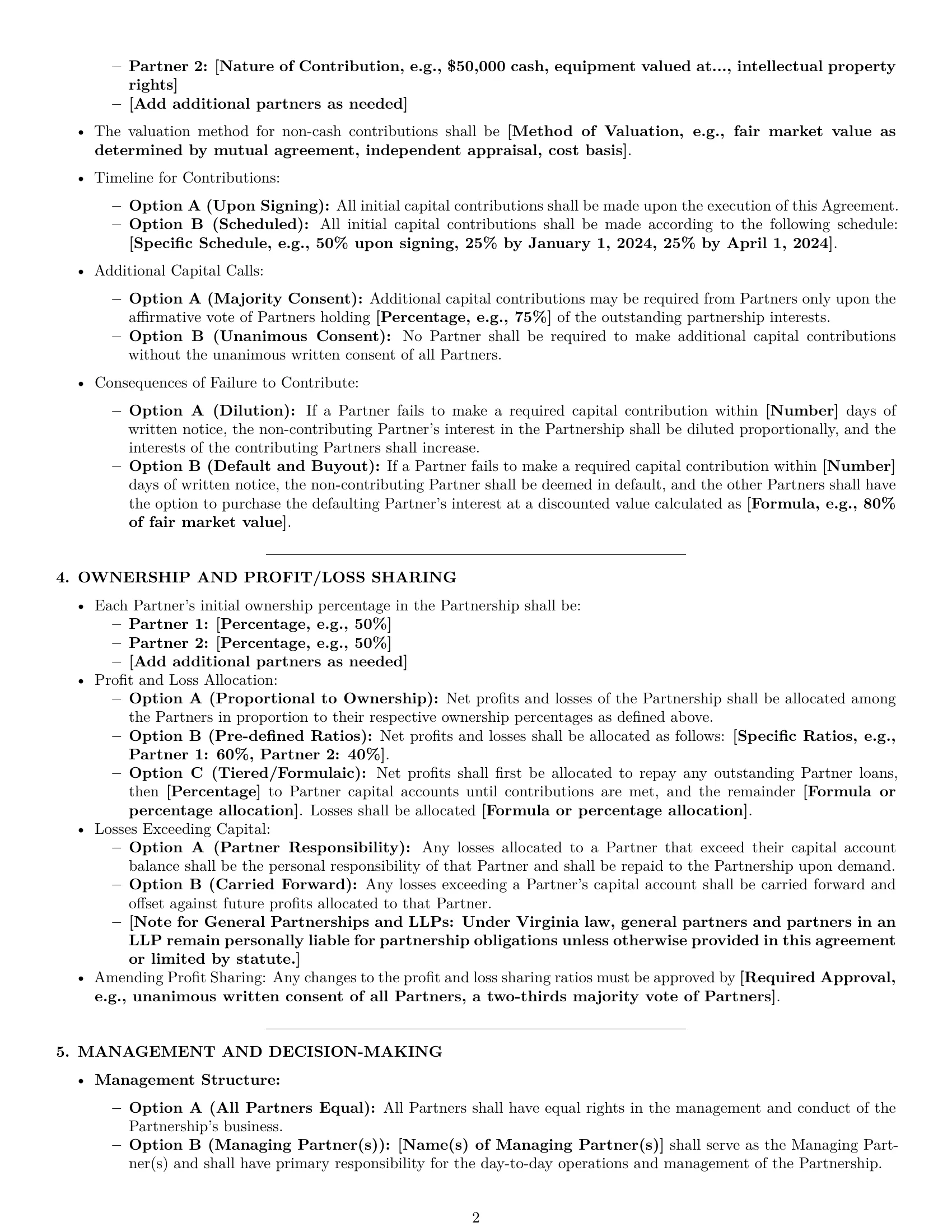 Preview page 2 of Pro Virginia partnership agreement template