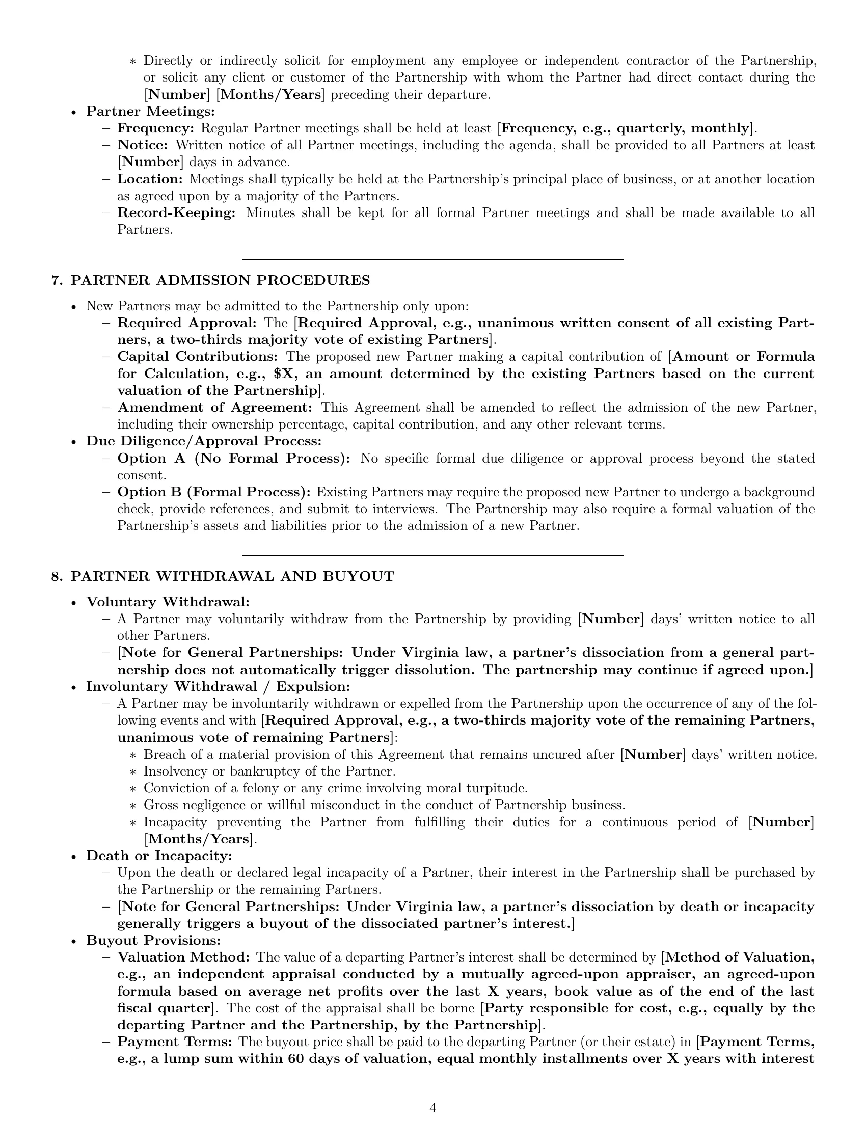 Preview page 4 of Pro Virginia partnership agreement template