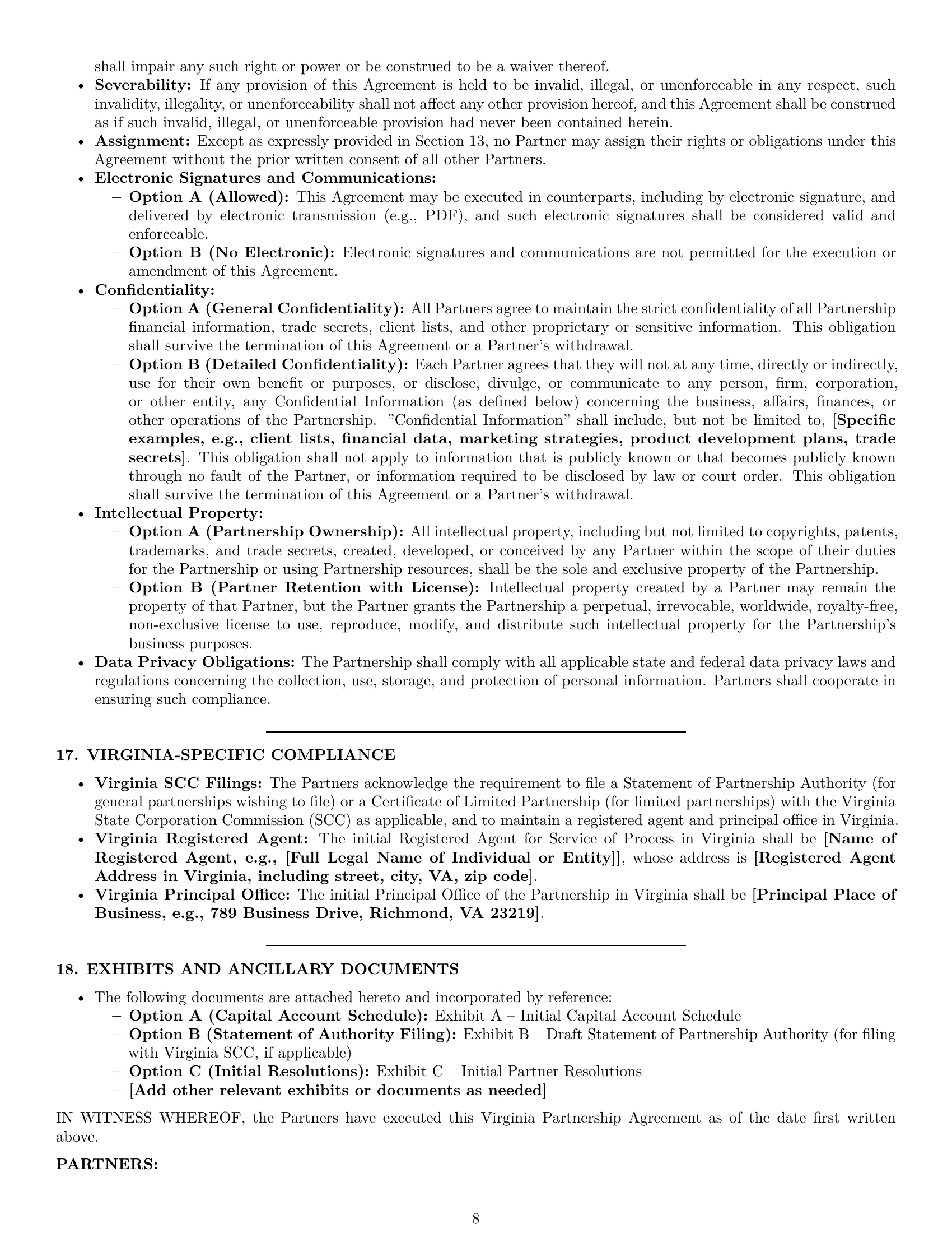 Preview page 8 of Pro Virginia partnership agreement template
