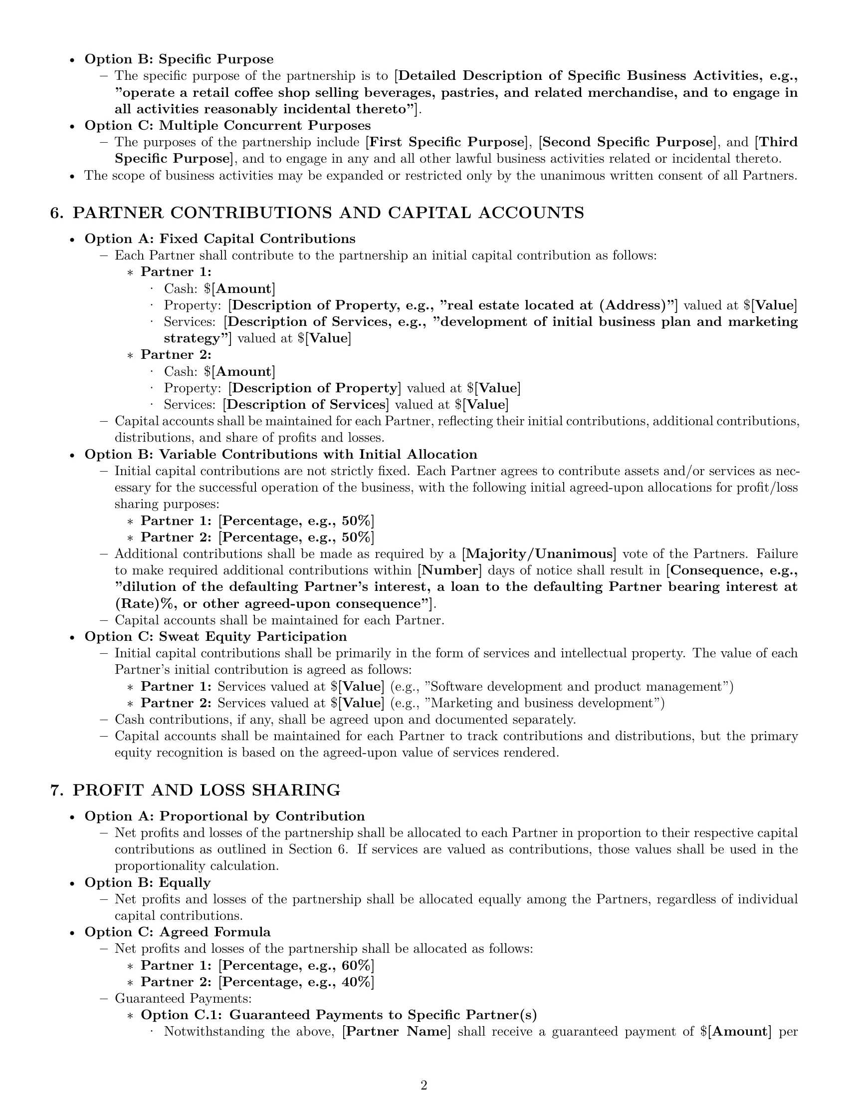Preview page 2 of Pro Washington partnership agreement template