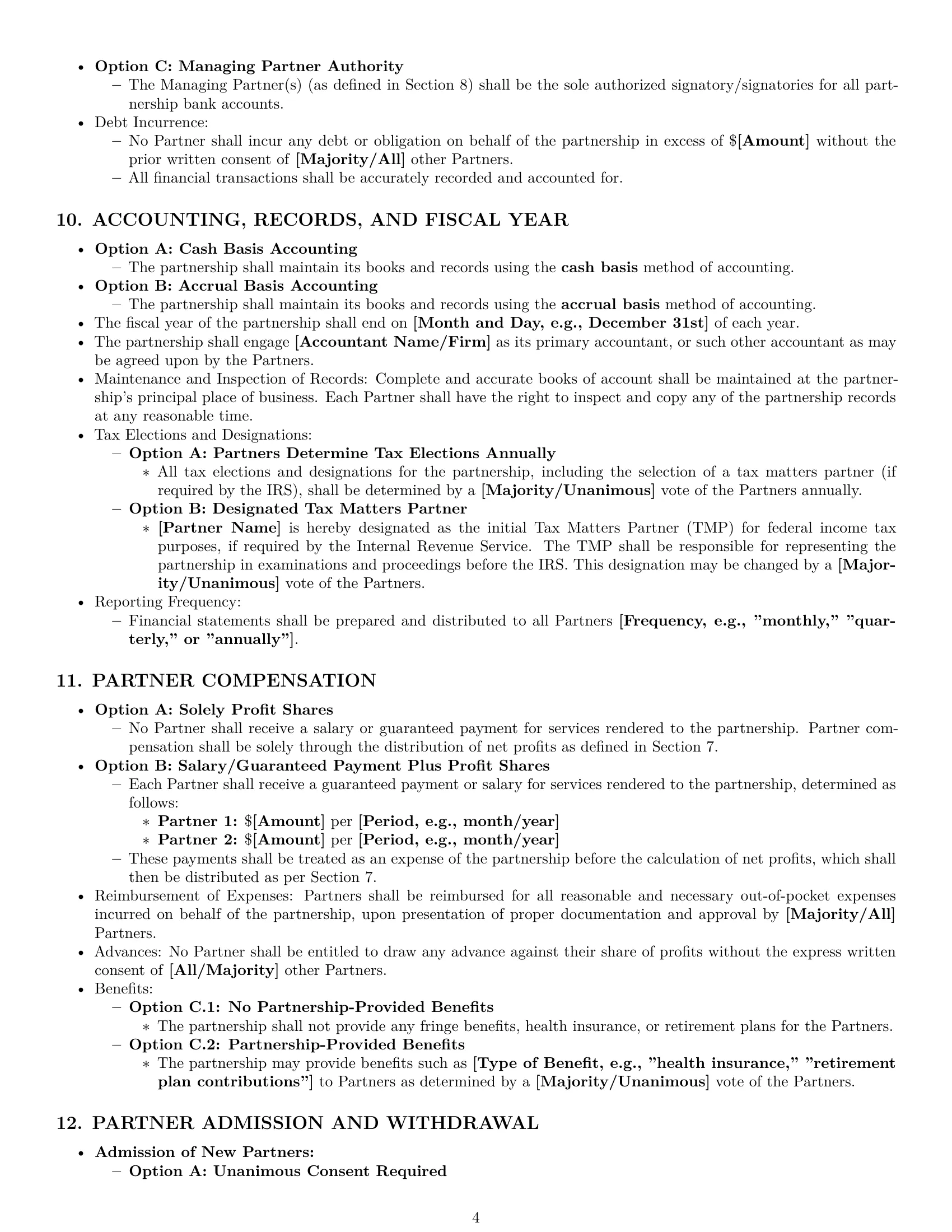 Preview page 4 of Pro Washington partnership agreement template