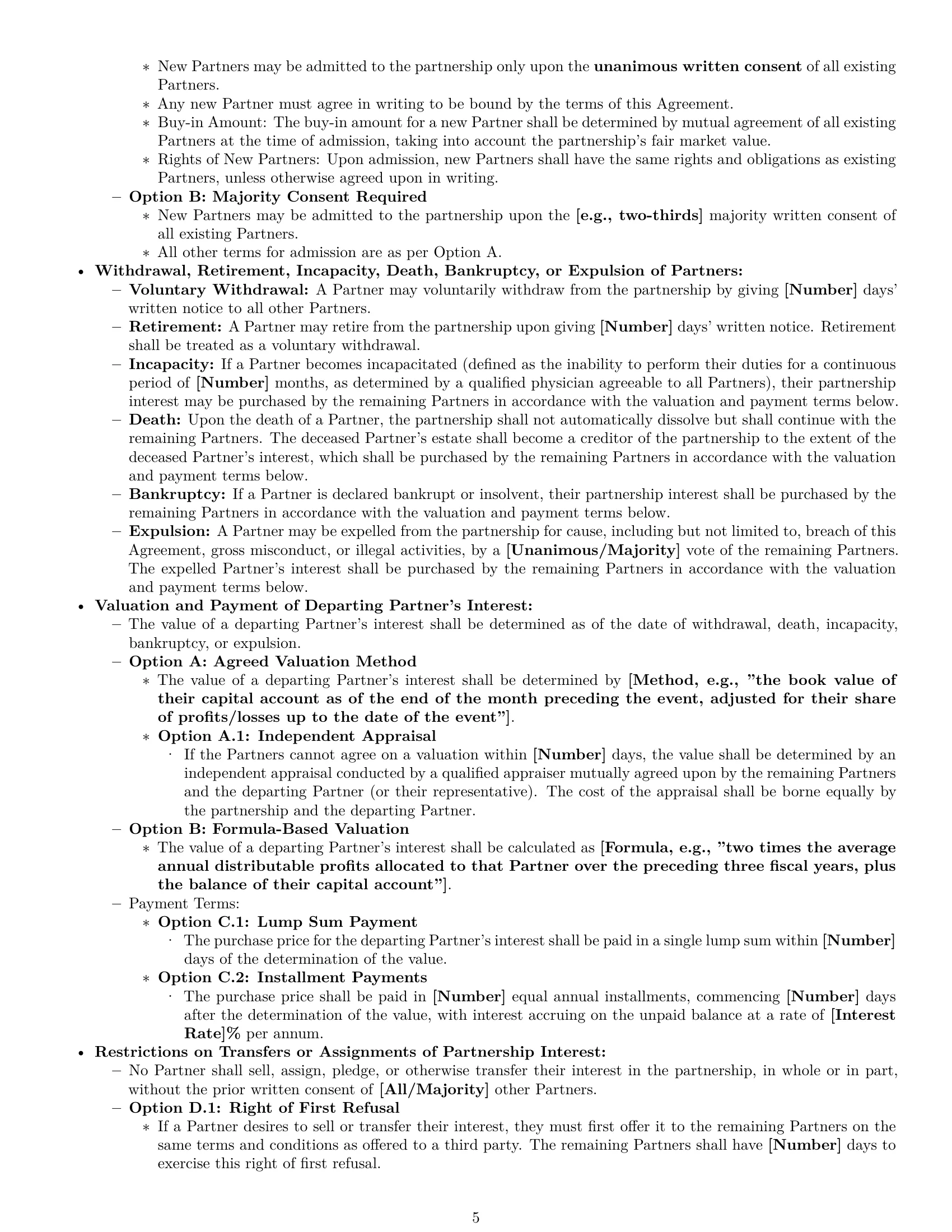 Preview page 5 of Pro Washington partnership agreement template