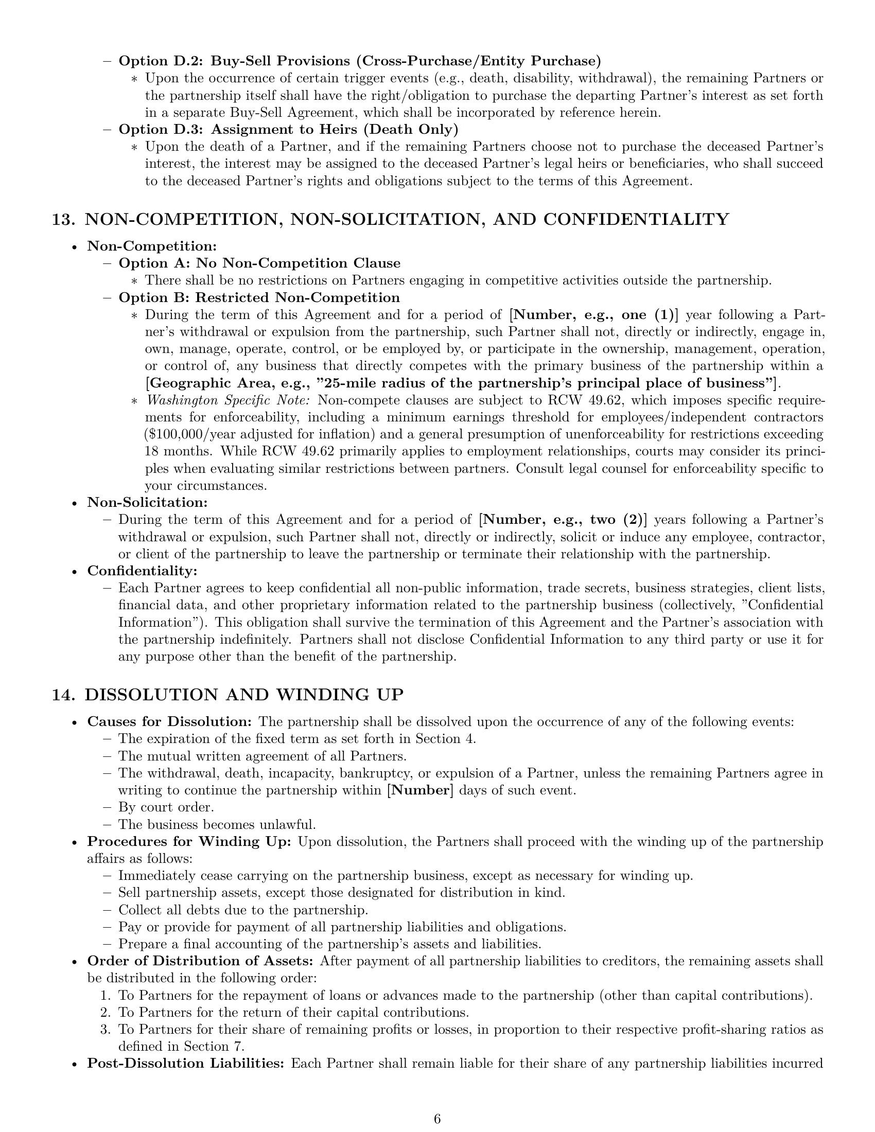 Preview page 6 of Pro Washington partnership agreement template