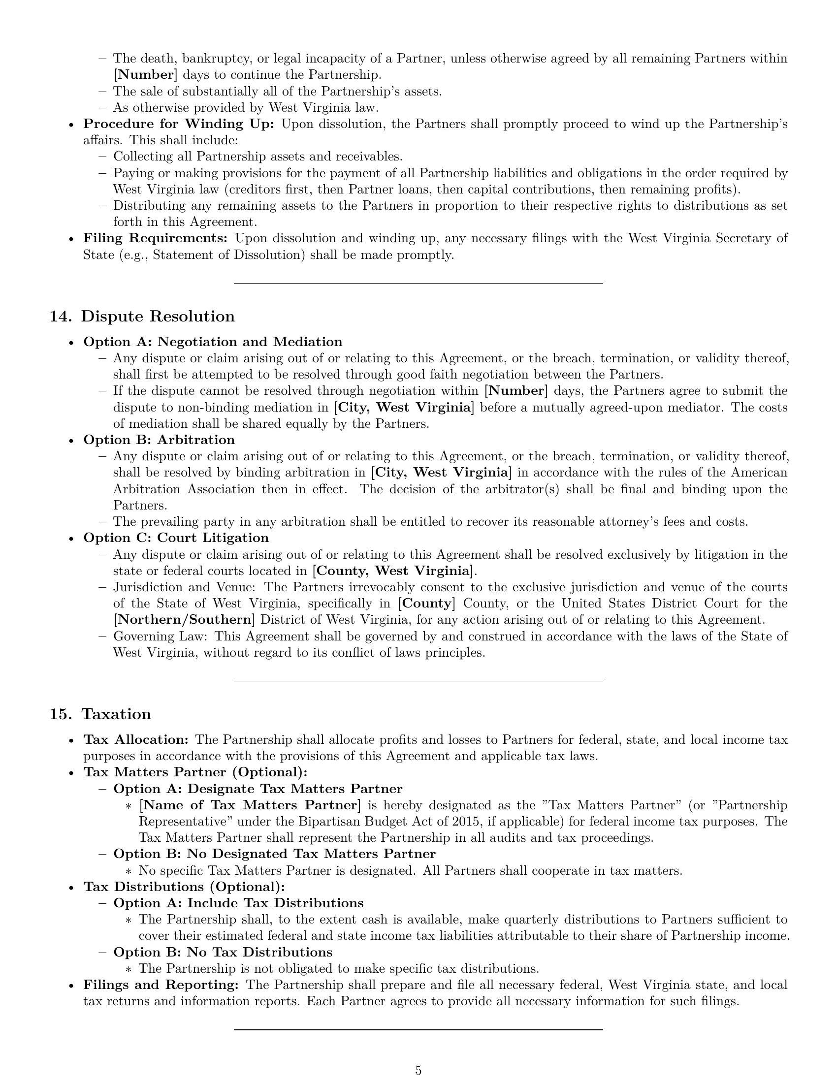 Preview page 5 of Pro West Virginia partnership agreement template