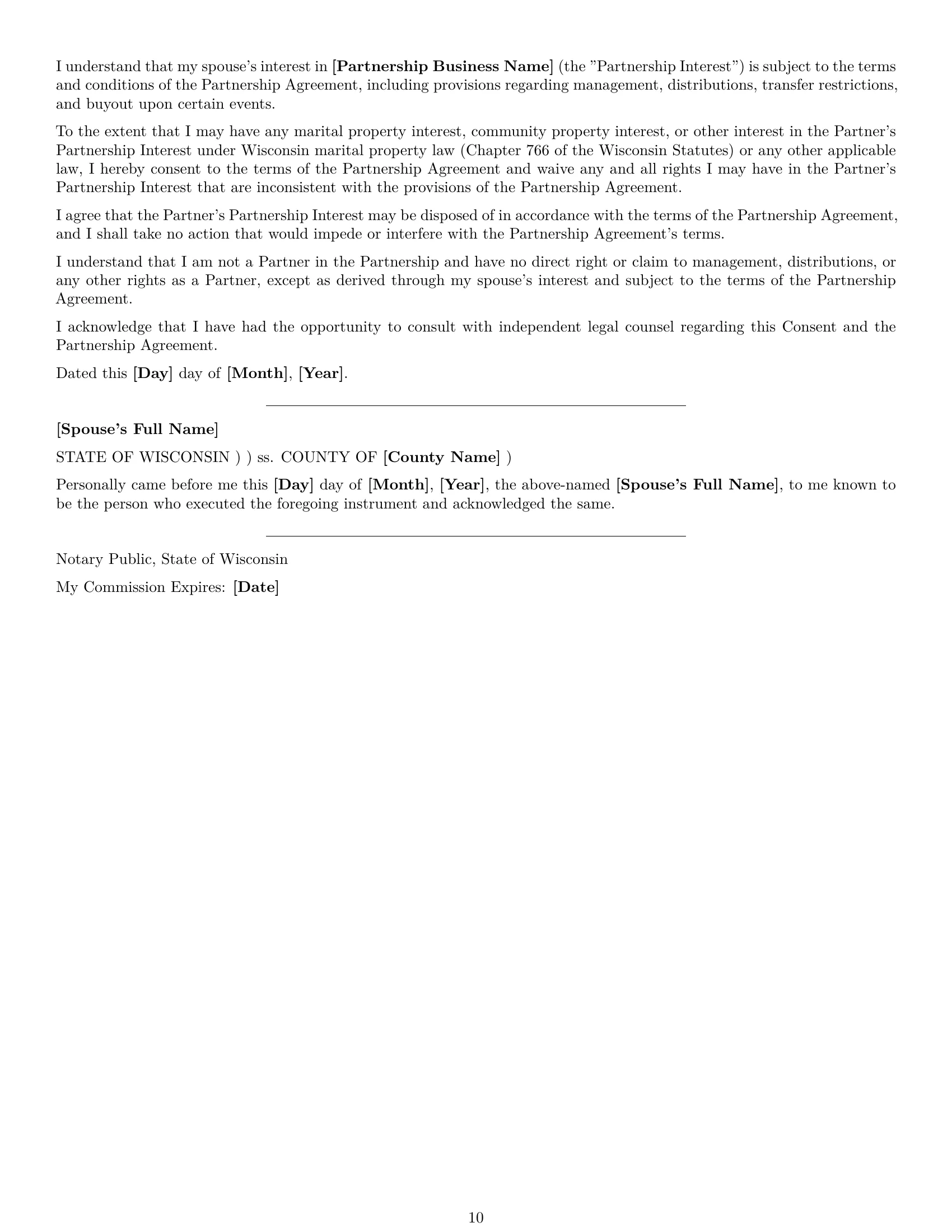 Preview page 10 of Pro Wisconsin partnership agreement template
