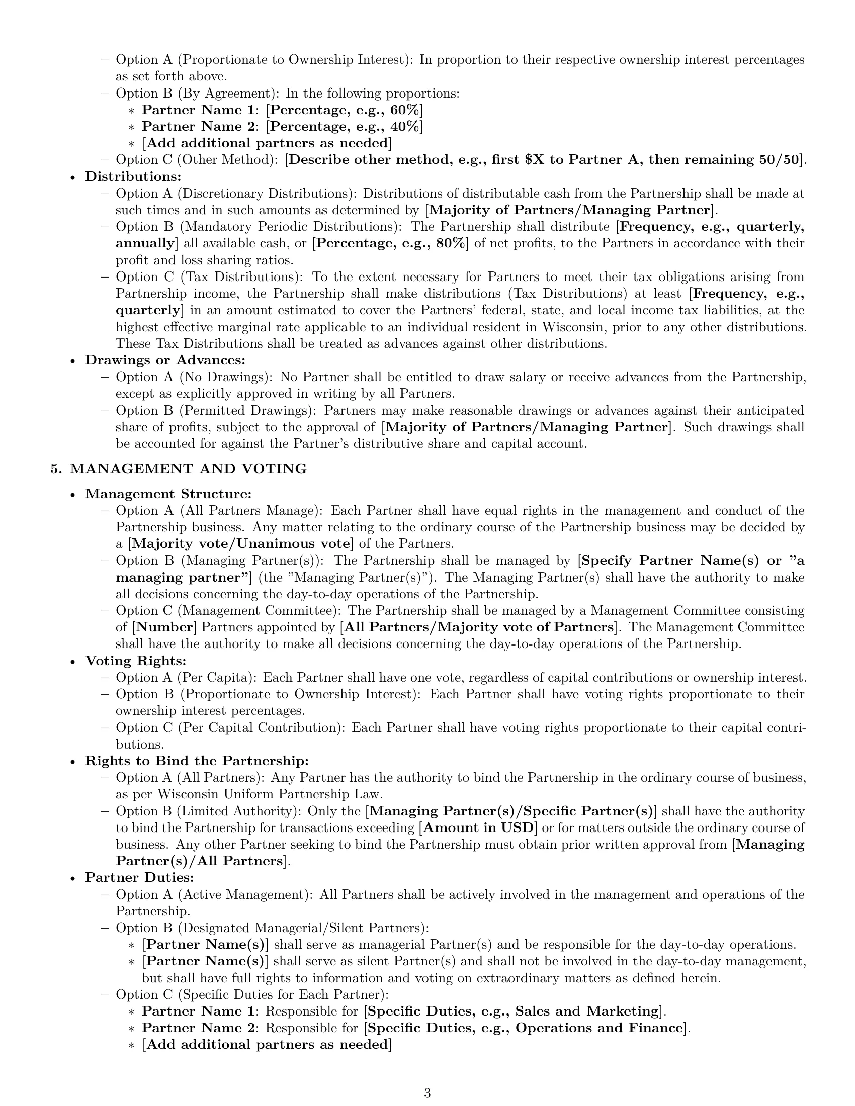 Preview page 3 of Pro Wisconsin partnership agreement template