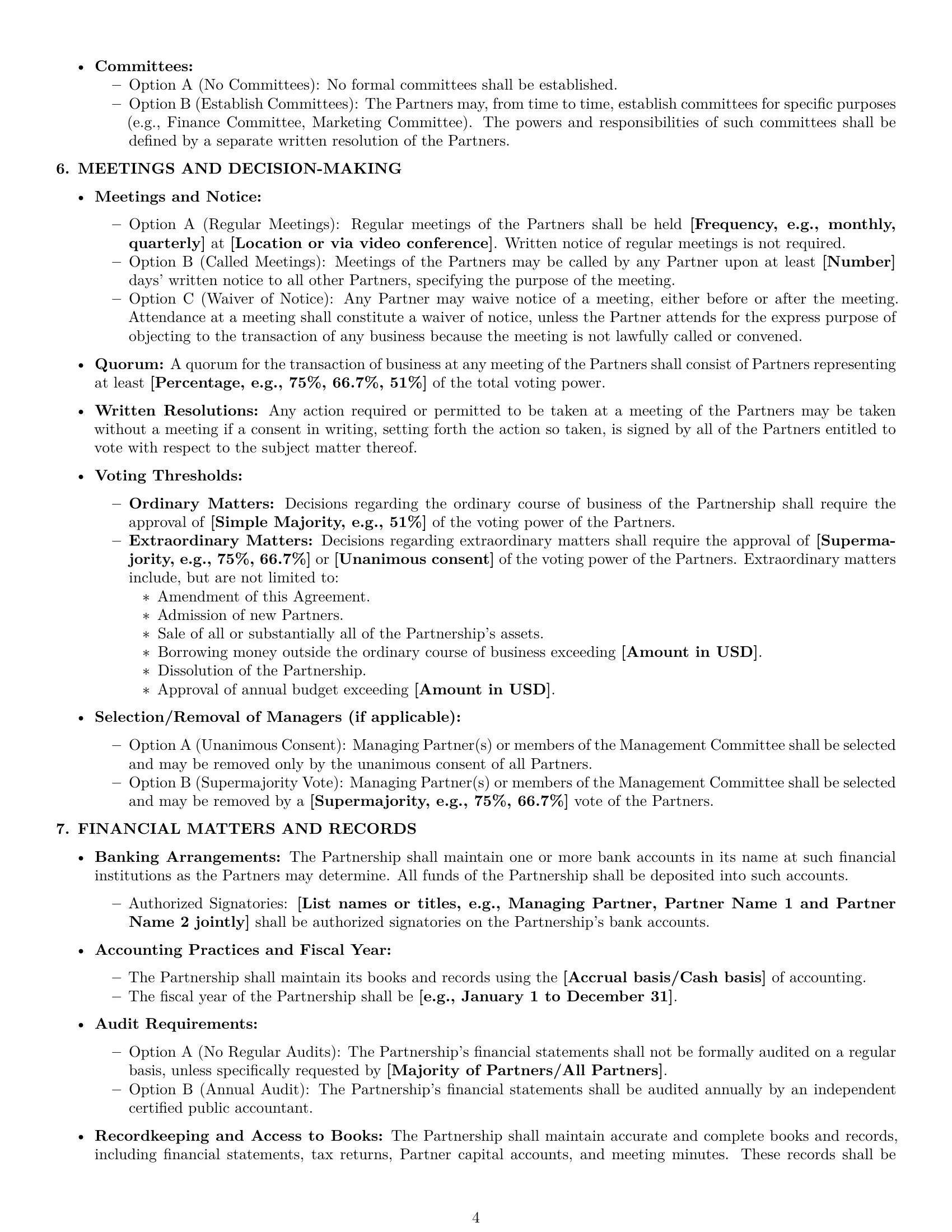 Preview page 4 of Pro Wisconsin partnership agreement template