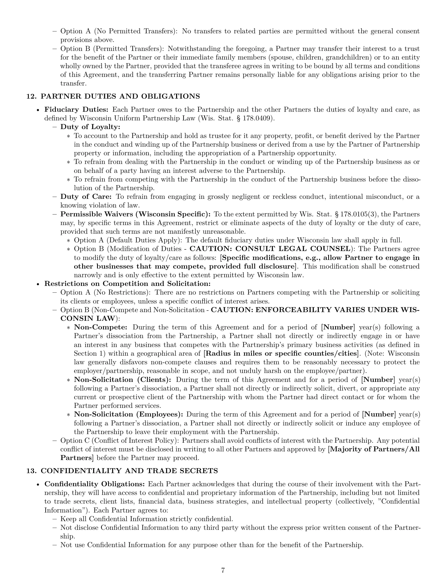 Preview page 7 of Pro Wisconsin partnership agreement template