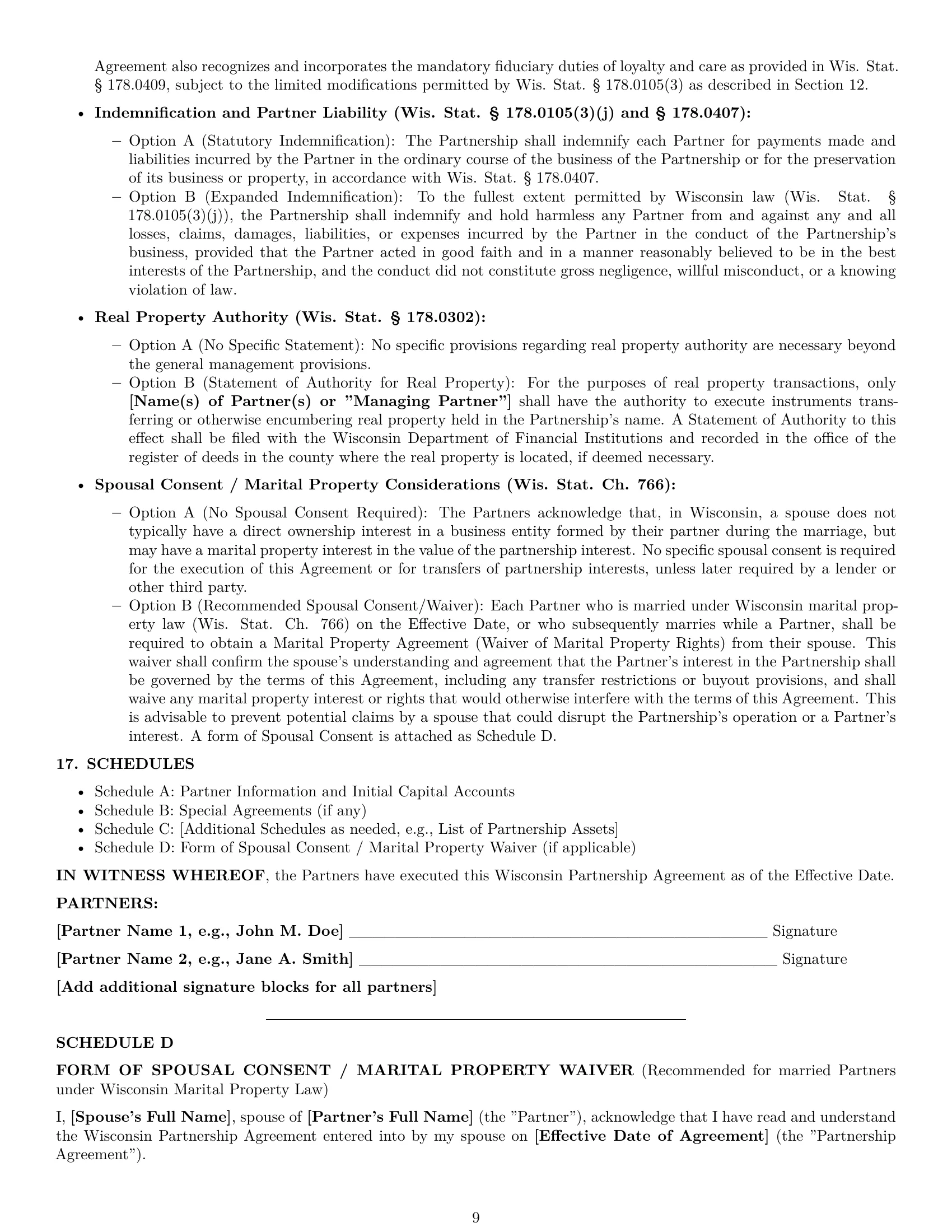 Preview page 9 of Pro Wisconsin partnership agreement template