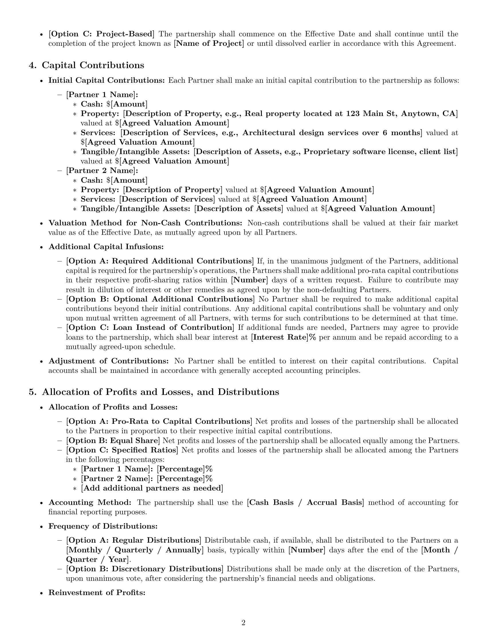 Preview page 2 of Pro California partnership agreement template