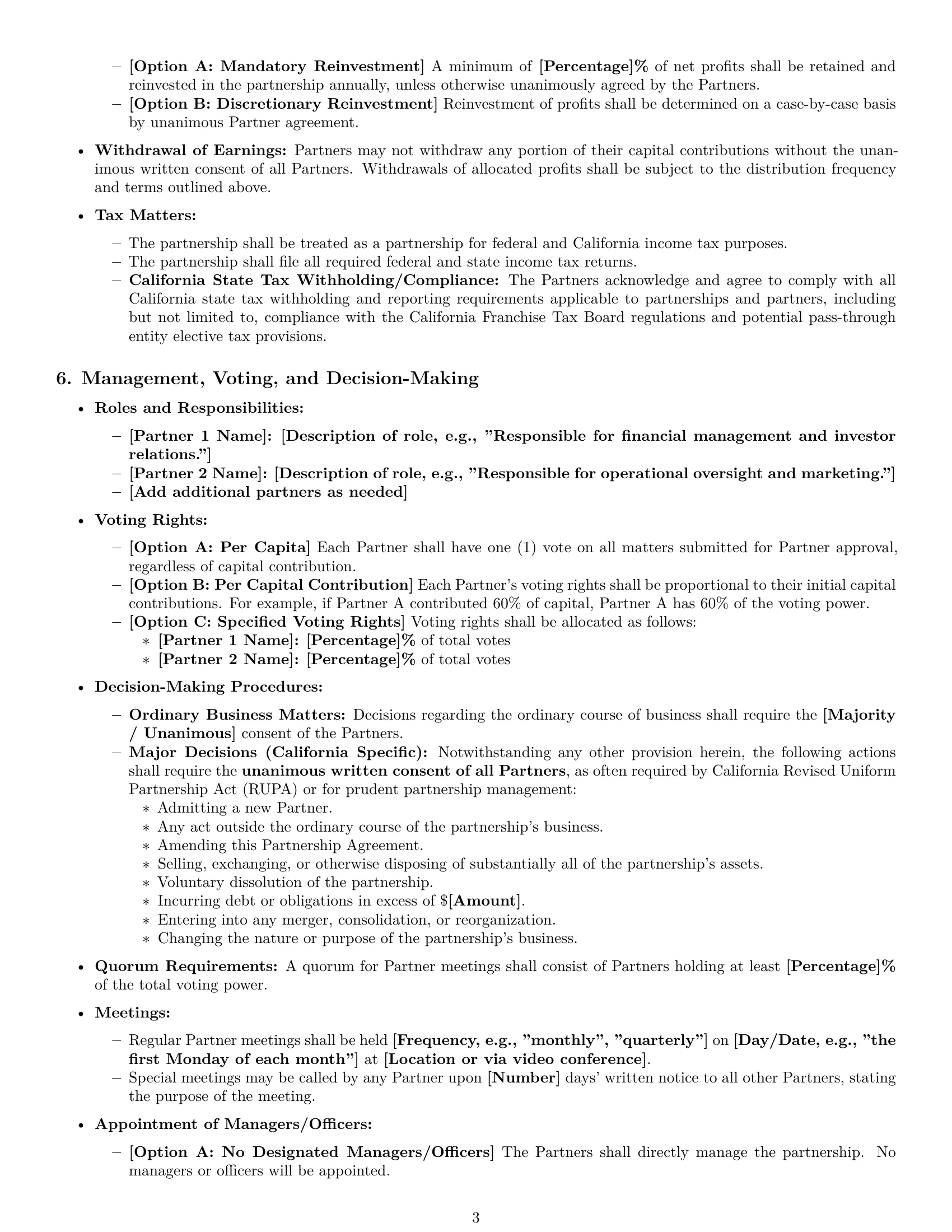 Preview page 3 of Pro California partnership agreement template