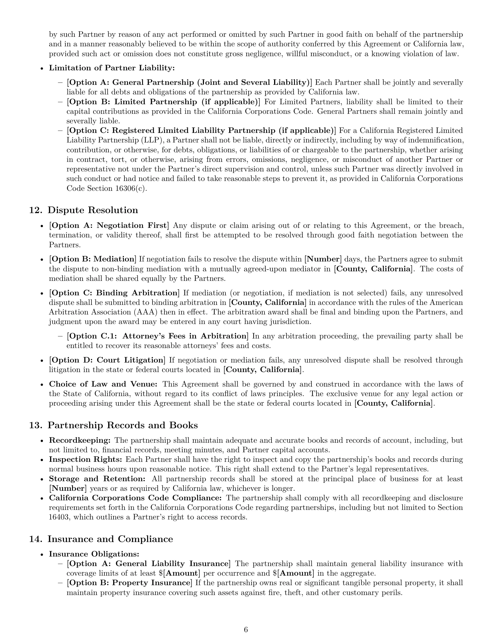 Preview page 6 of Pro California partnership agreement template